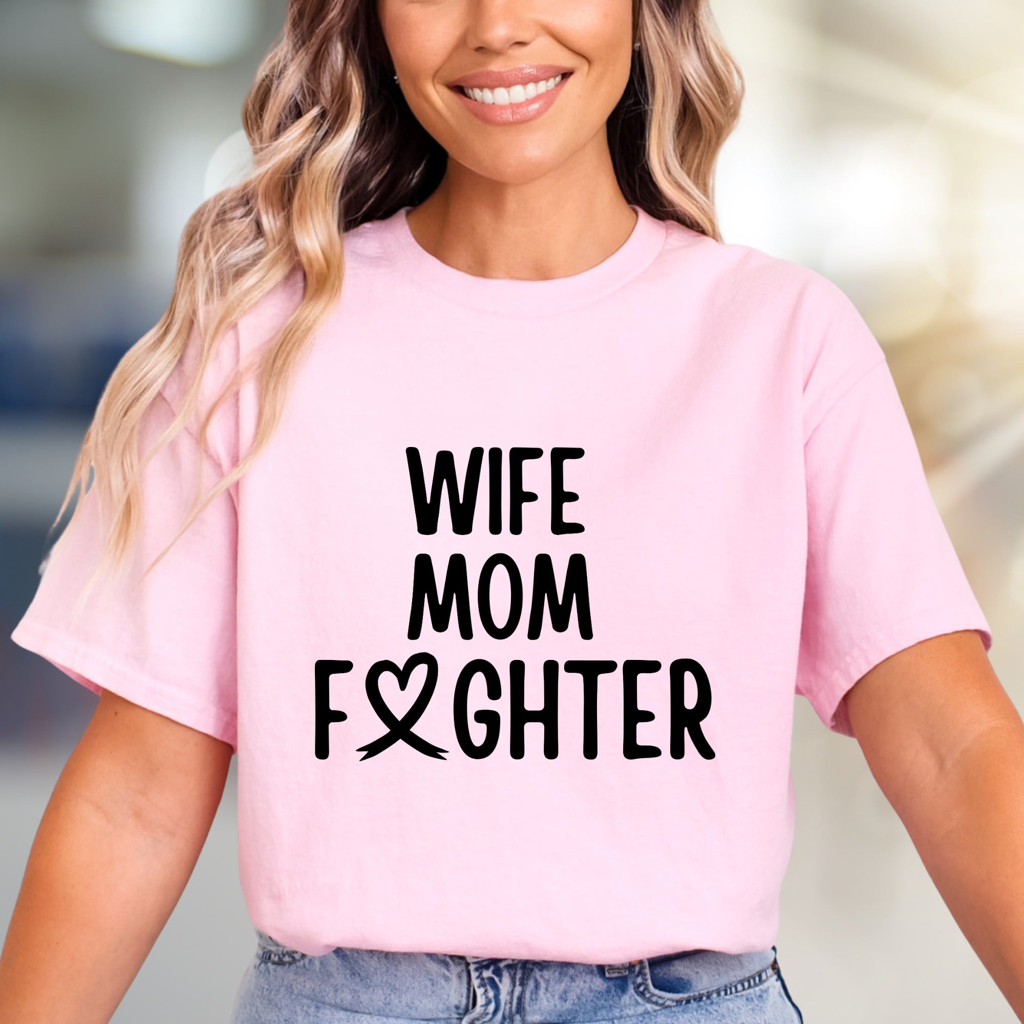 "WIFE MOM FIGHTER" Empowerment Graphic Tee, a Strength-Inspired Pick for Warriors