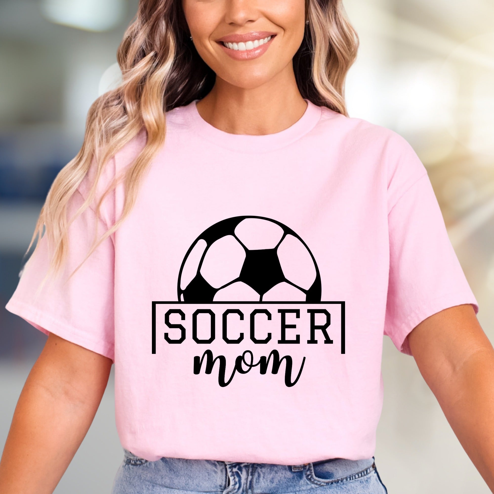 "SOCCER Mom" Sports Fan Graphic Tee, a Lifestyle Pick for Dedicated Guardians
