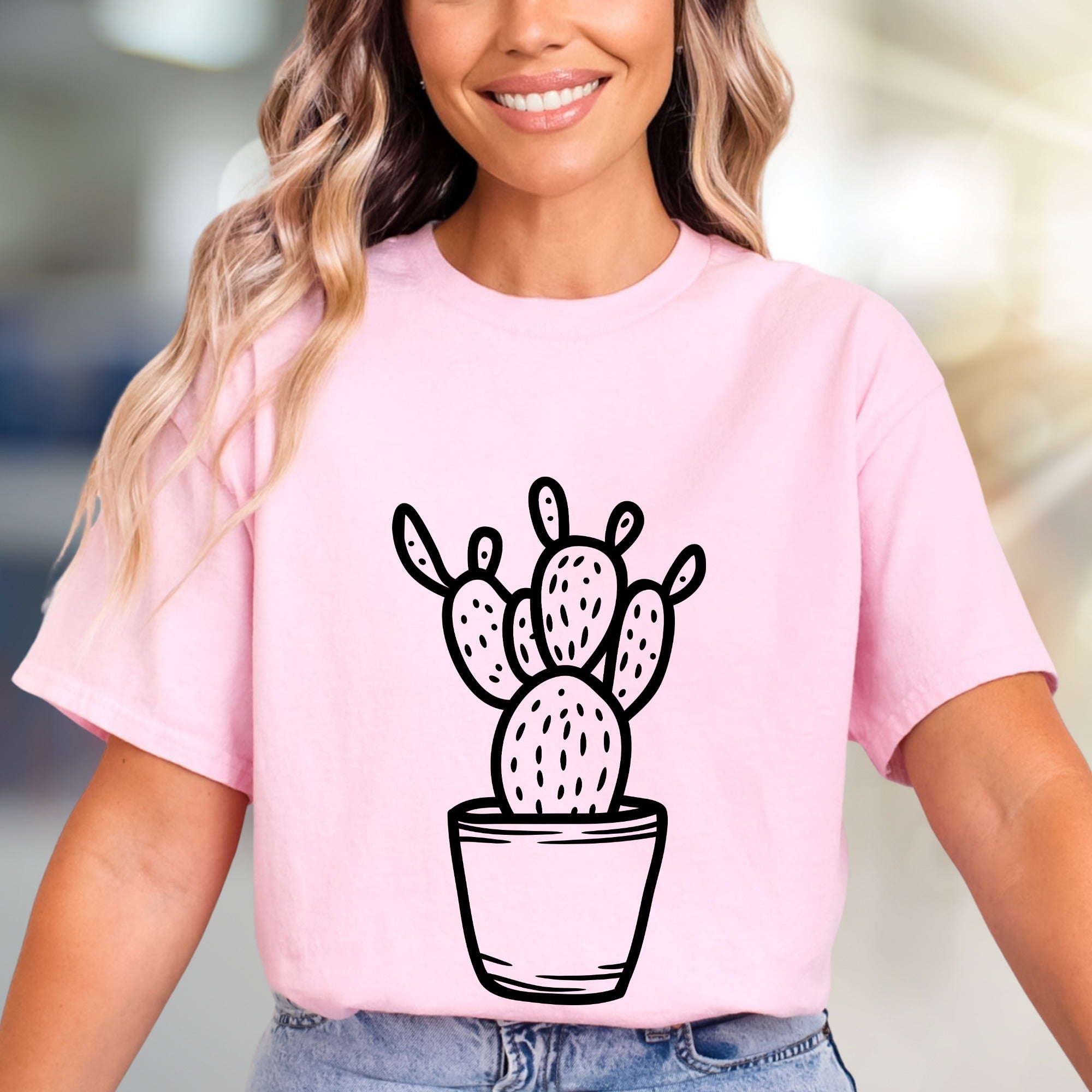Potted Cactus Boho Graphic Tee, a Desert Chic Pick for Nature Lovers