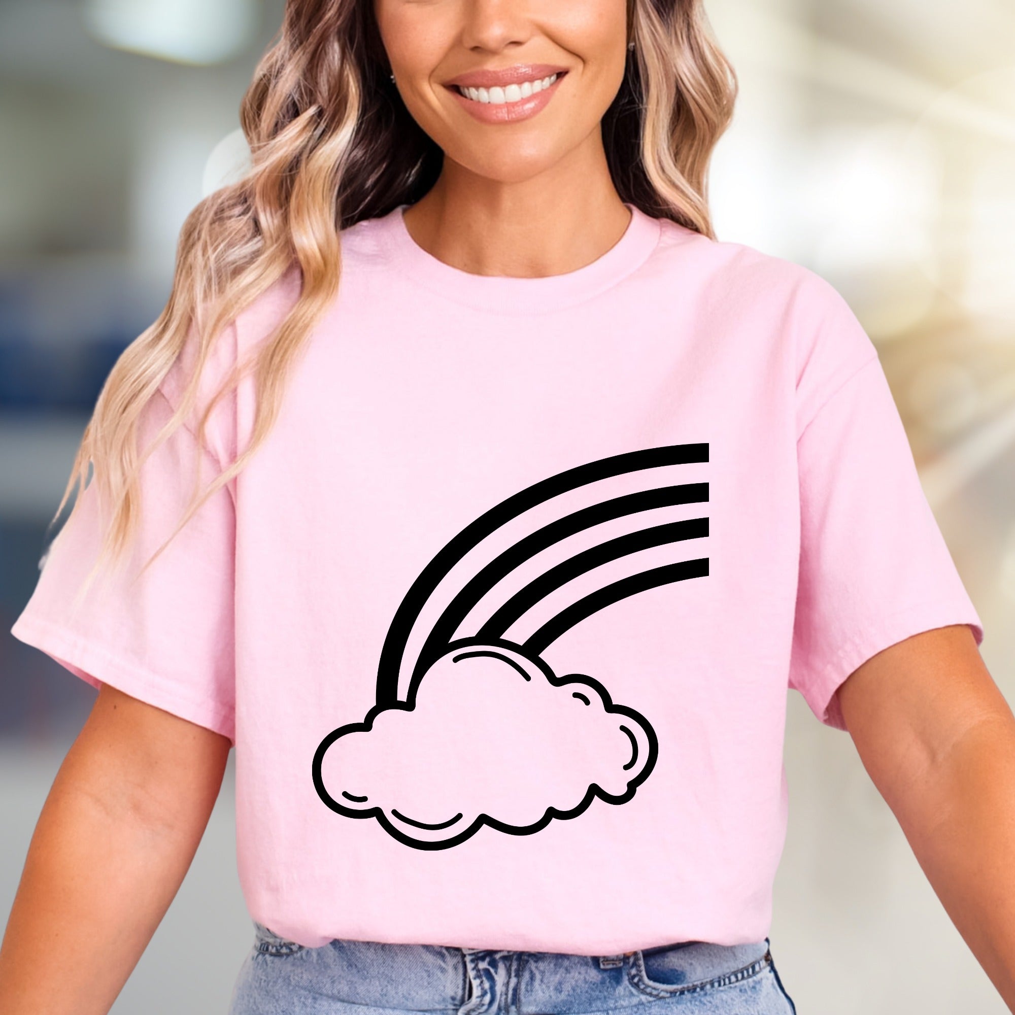 Cloud and Rainbow Graphic Tee, a Whimsical Pick for Dreamers