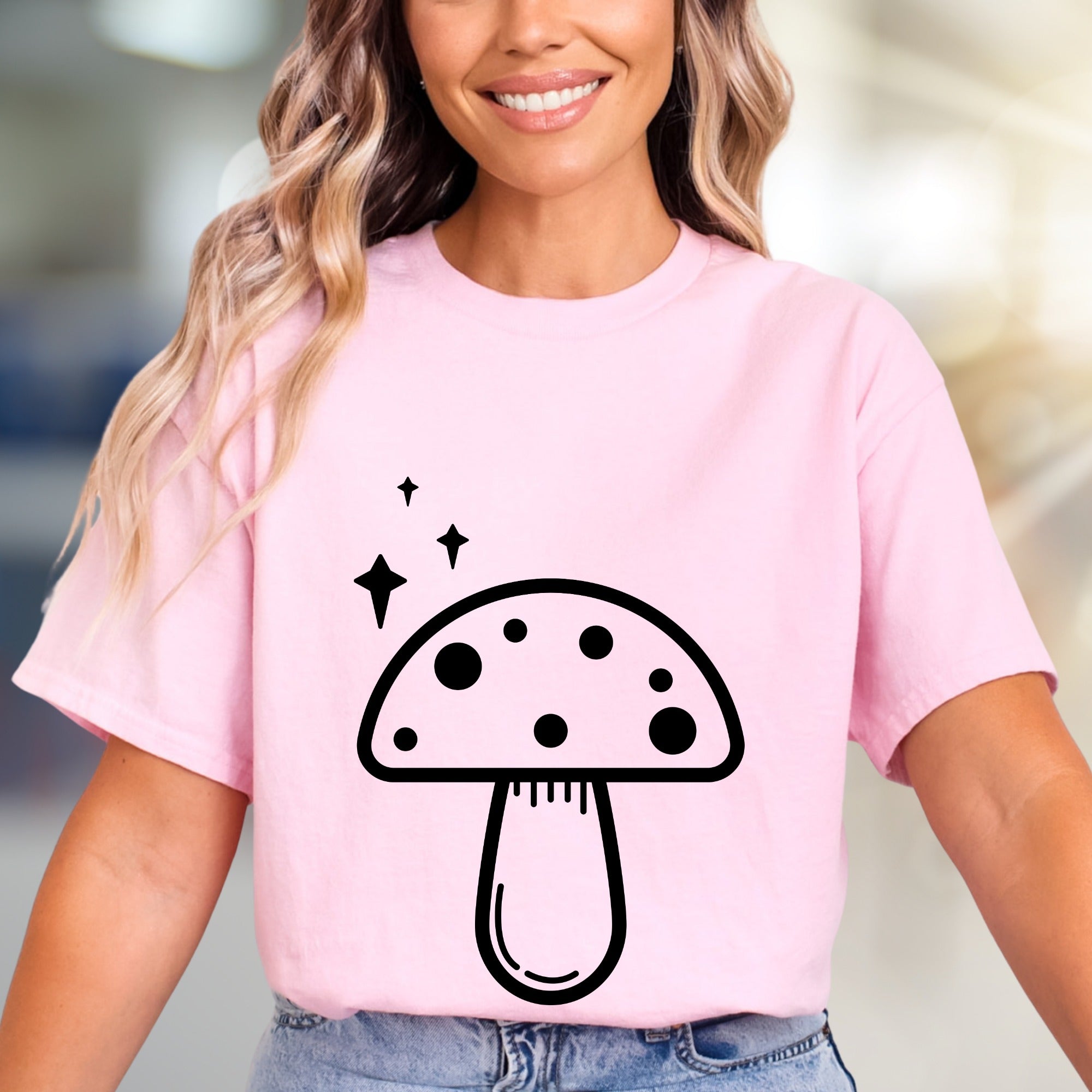 Enchanted Mushroom & Stars Graphic Tee, a Whimsical Pick for Nature Lovers