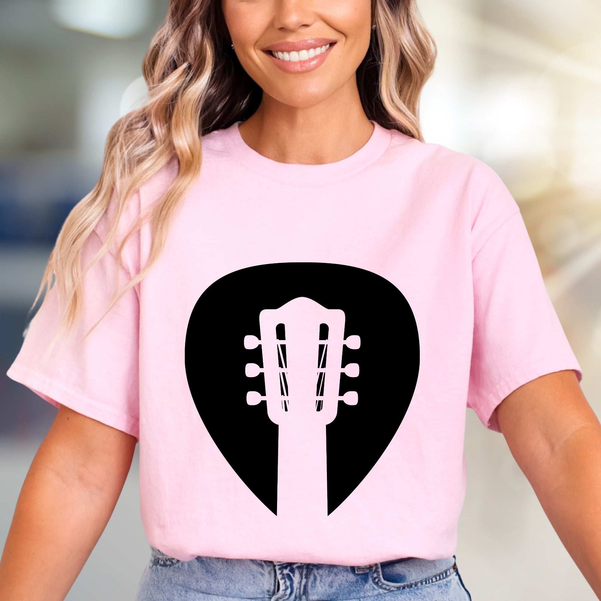 Guitar Headstock Pick Music Graphic Tee, a Musician's Essential for Casual Wear