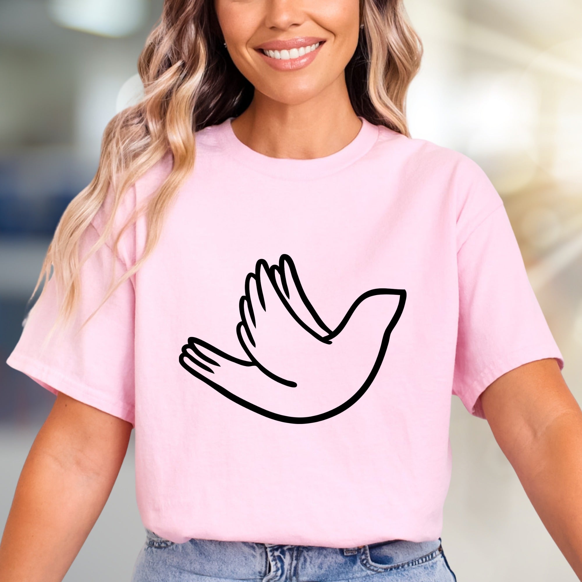 Minimalist Dove Flight Graphic Tee, a Serene Statement for Peace Lovers