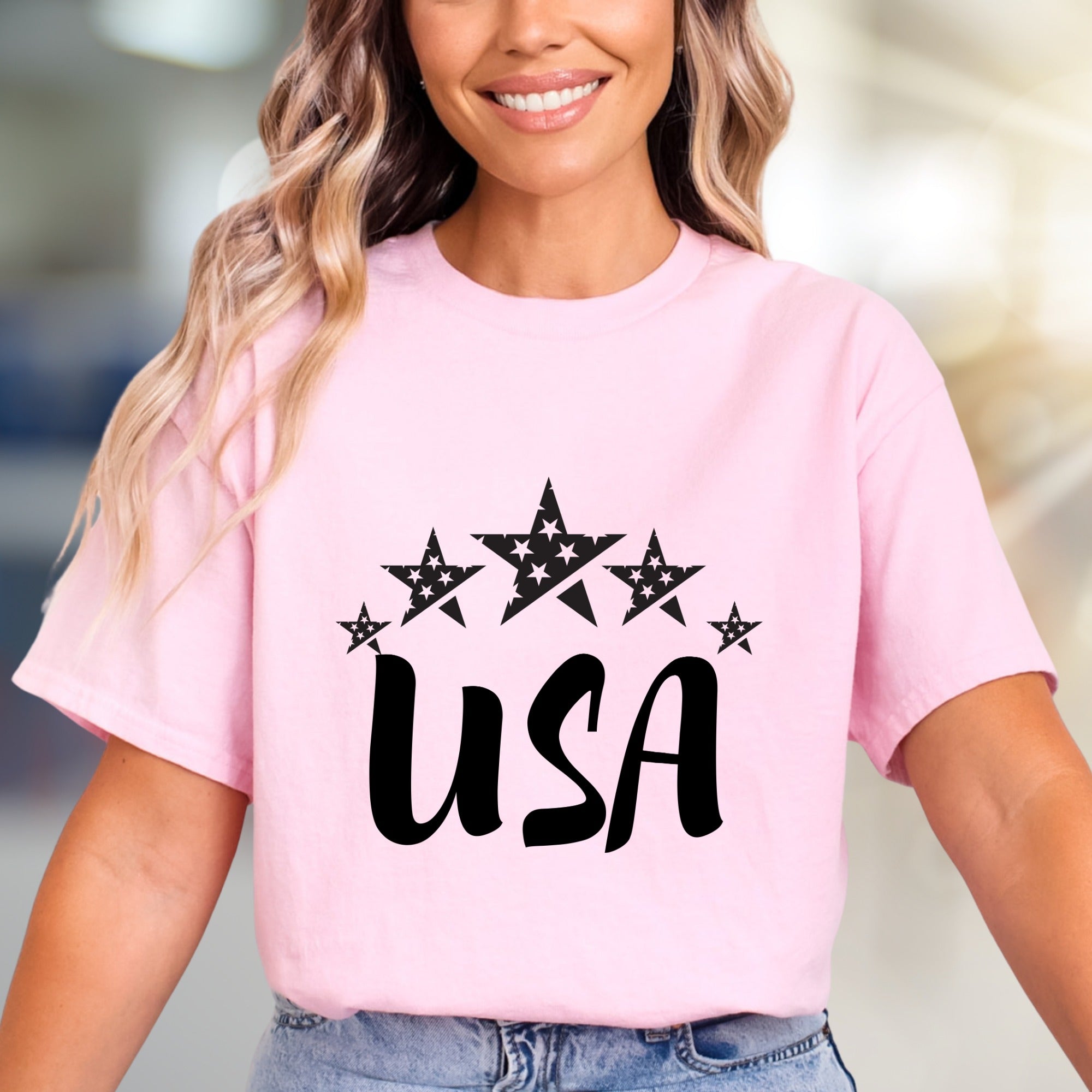 "USA" Patriotic Star Graphic Tee, a Bold Statement for Everyone