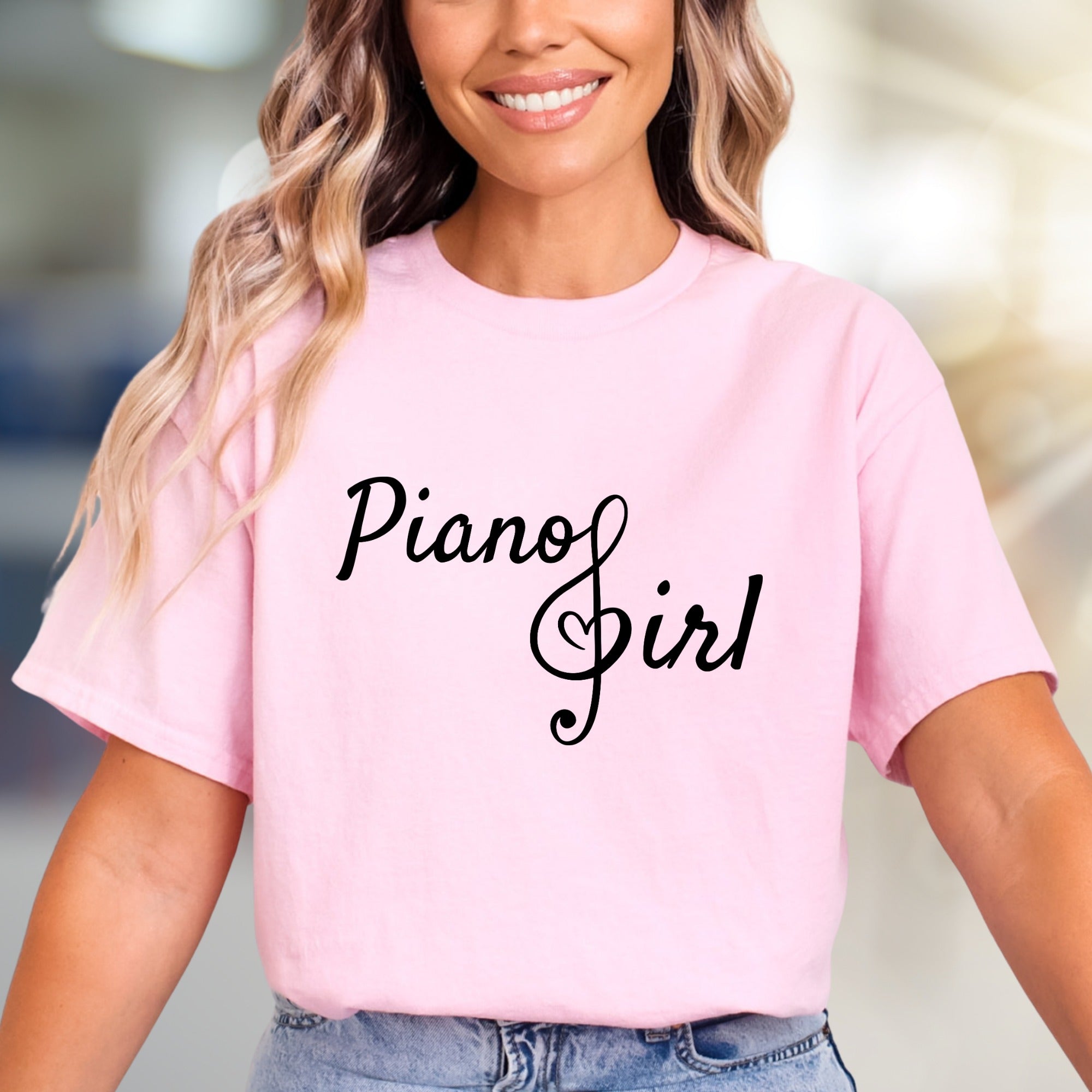“Piano Girl” Music Lover Graphic Tee, a Melodious Pick for Musicians