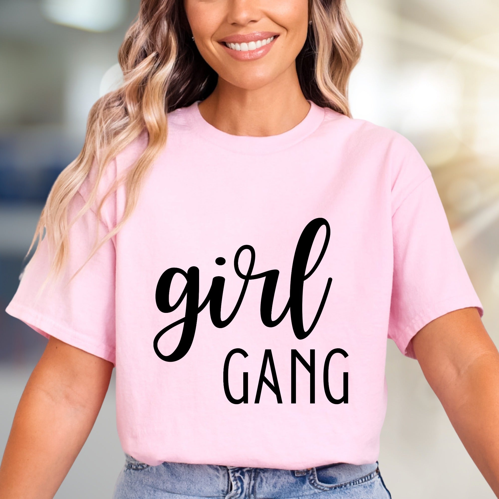 "Girl GANG" Bold Script Graphic Tee, a Friendship Style Pick for Your Crew