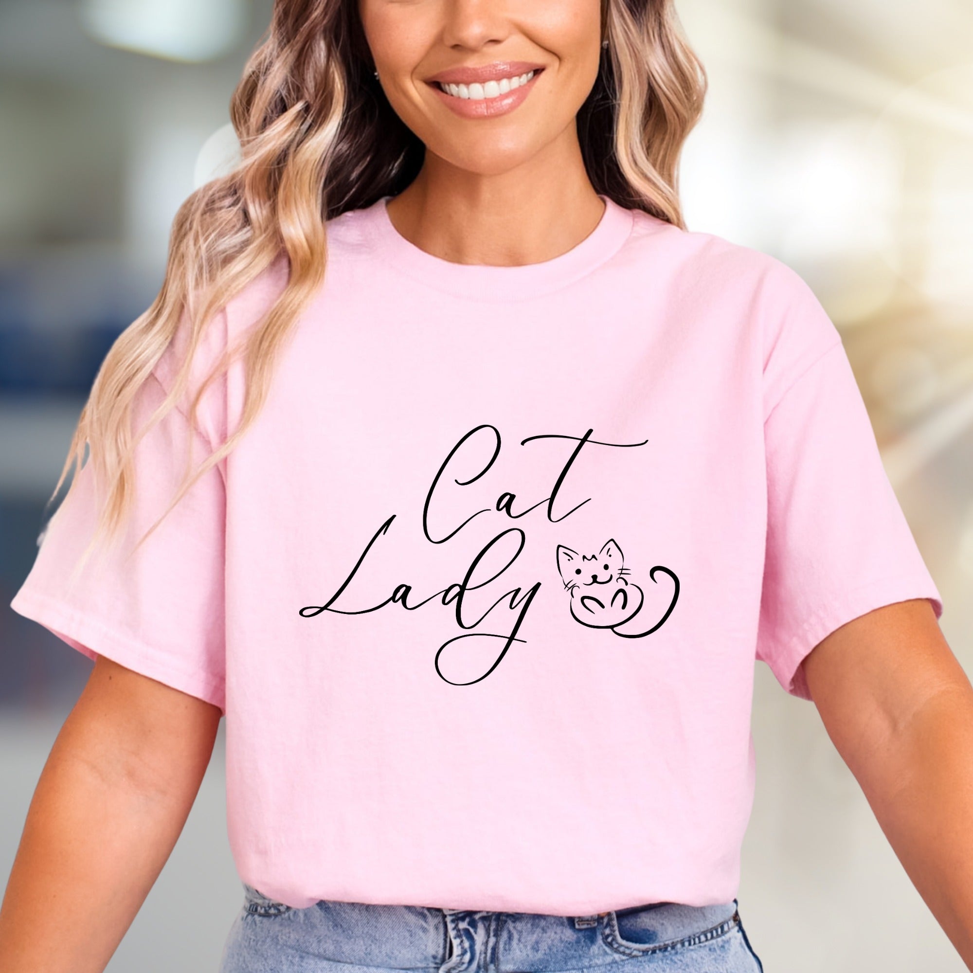 "Cat Lady" Script Graphic Tee, a Feline Fan Pick for Pet Lovers