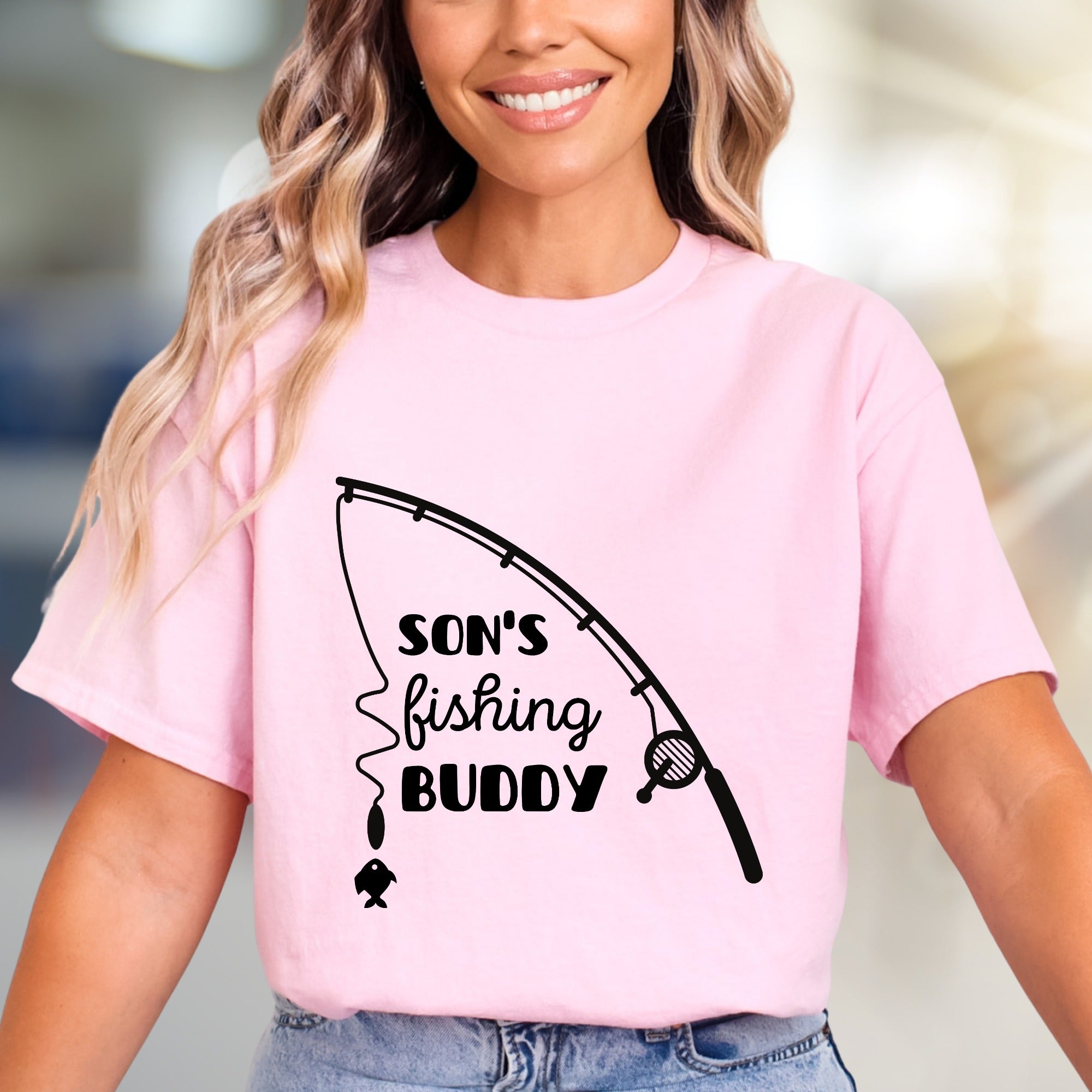 "Son's Fishing Buddy" Fishing Graphic Tee, a Family Day Pick for Anglers