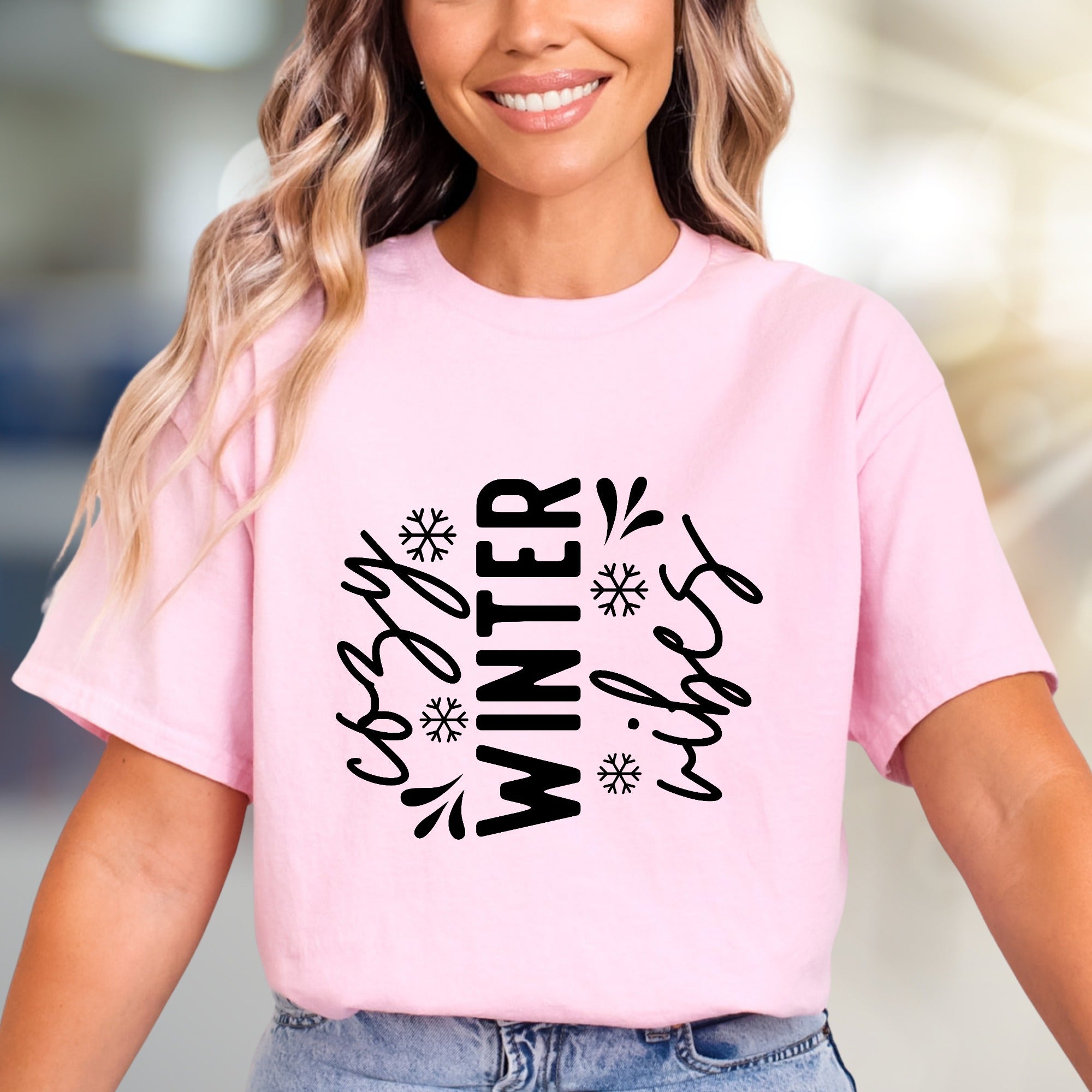 "Cozy Winter Vibes" Festive Graphic Tee, a Seasonal Pick for Everyone