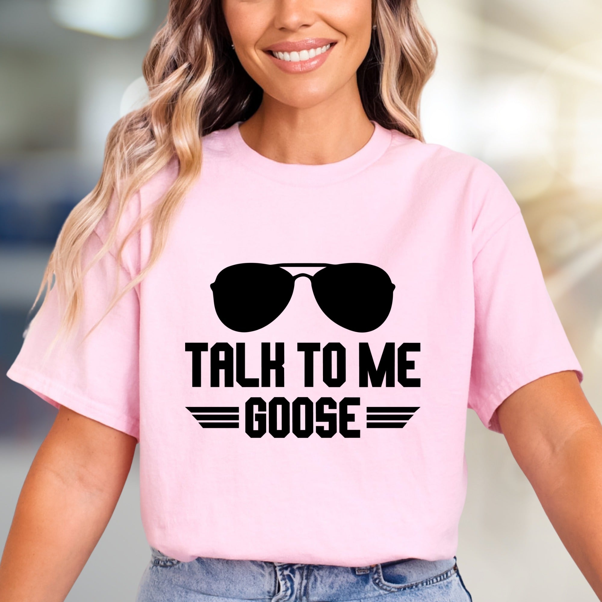 "TALK TO ME GOOSE" Aviator Graphic Tee, a Maverick Fan Pick for Film Lovers