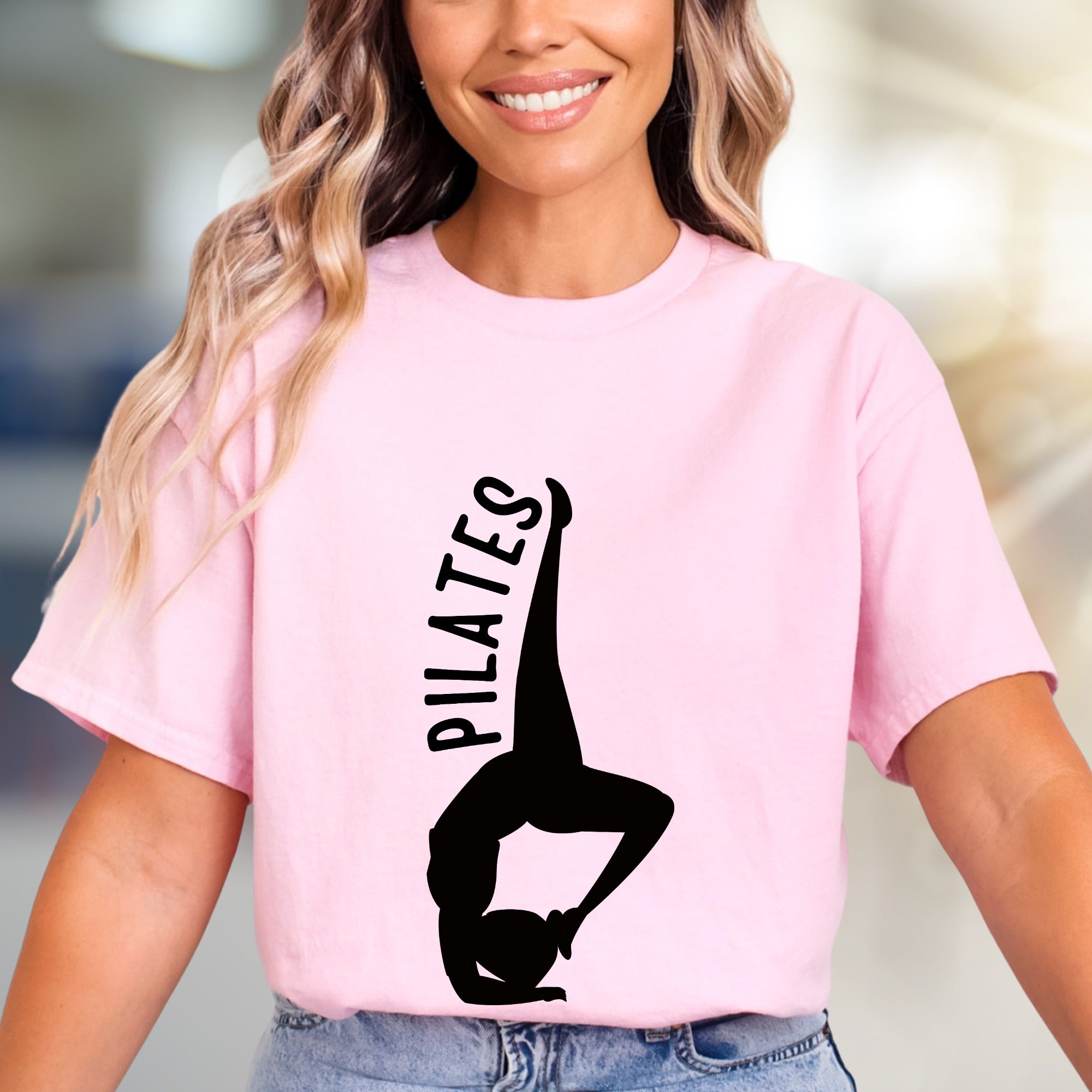 "Pilates" Acrobat Pose Graphic Tee, a Wellness Pick for Fitness Enthusiasts