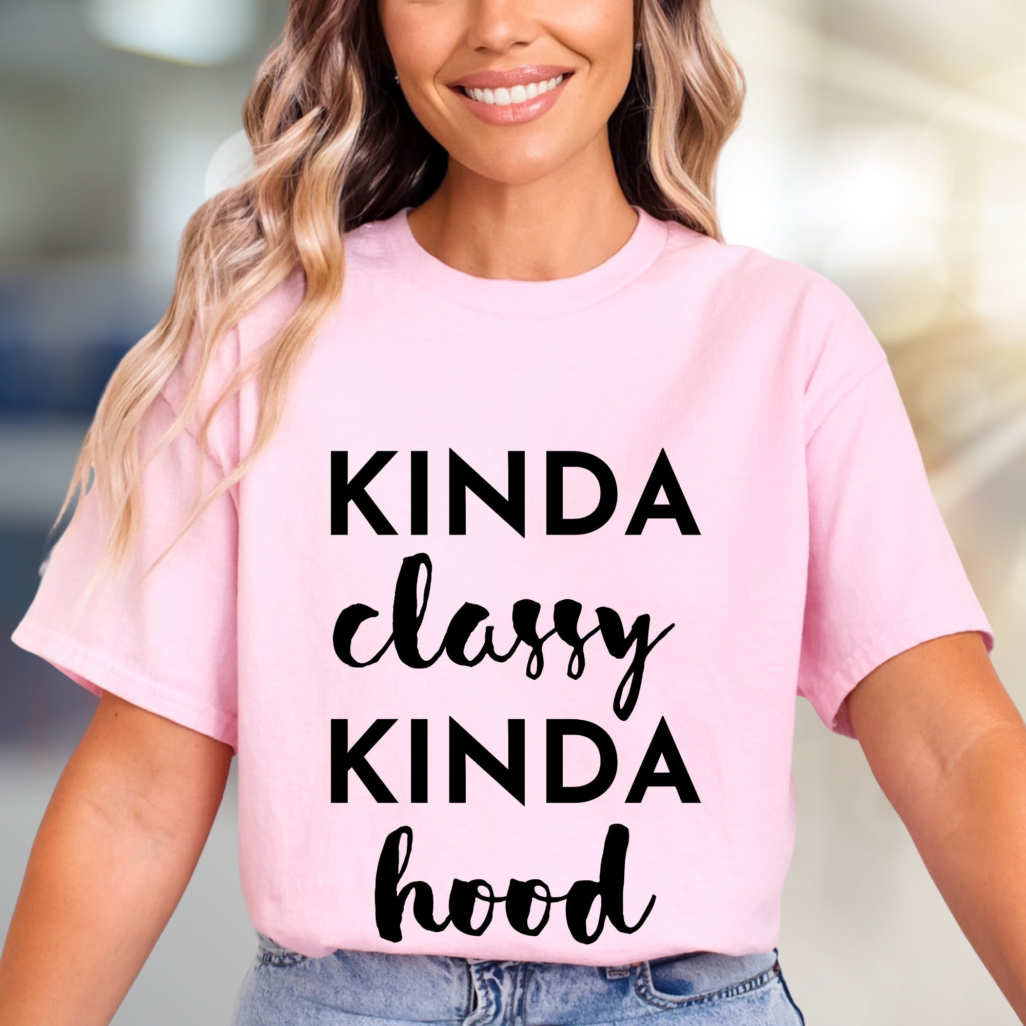 "KINDA Classy KINDA Hood" Vibe Graphic Tee, a Bold Statement for Modern Style