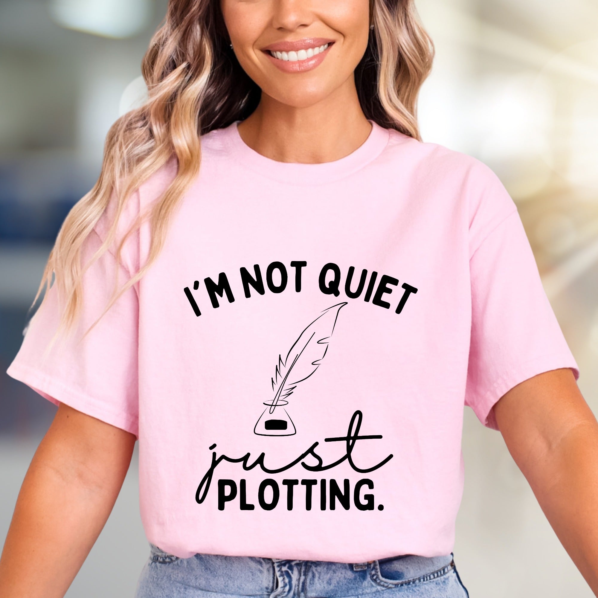 "I'm Not Quiet, Just Plotting." Writer's Graphic Tee, Thoughtful Pick for Creatives
