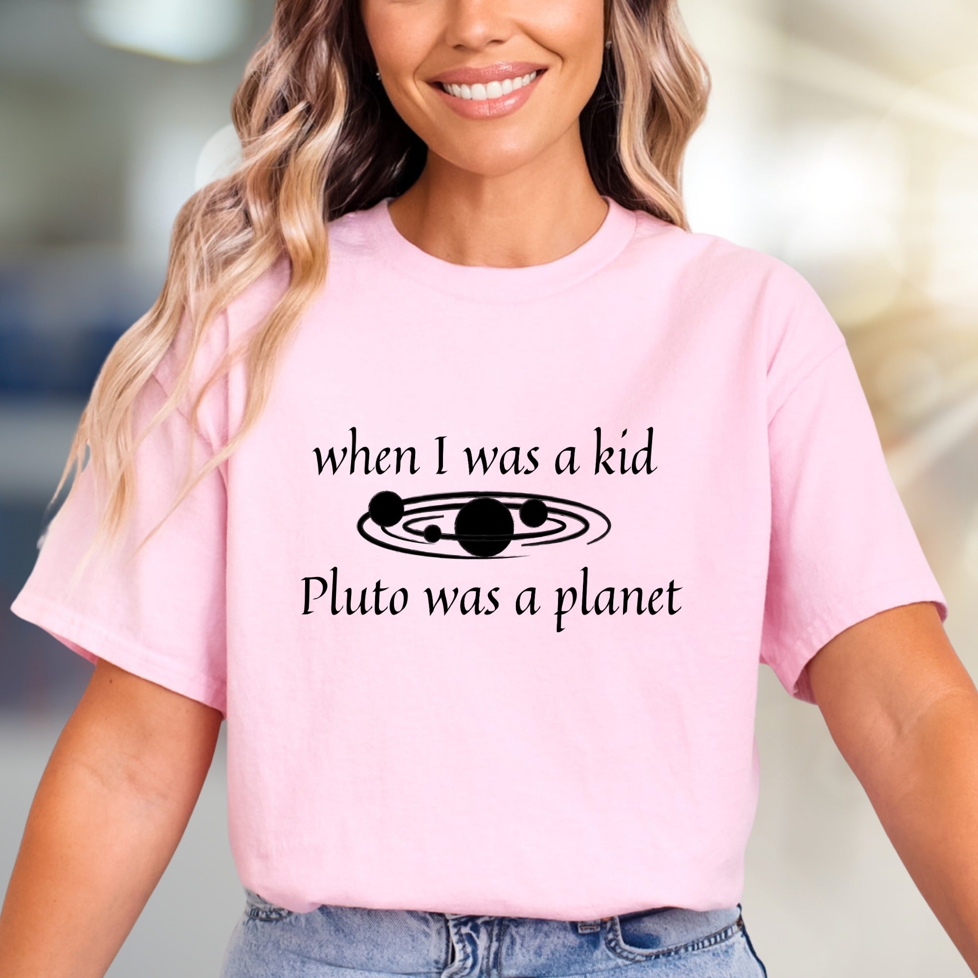"When I Was a Kid Pluto Was a Planet" Retro Space Graphic Tee, a Nostalgic Pick for Stargazers