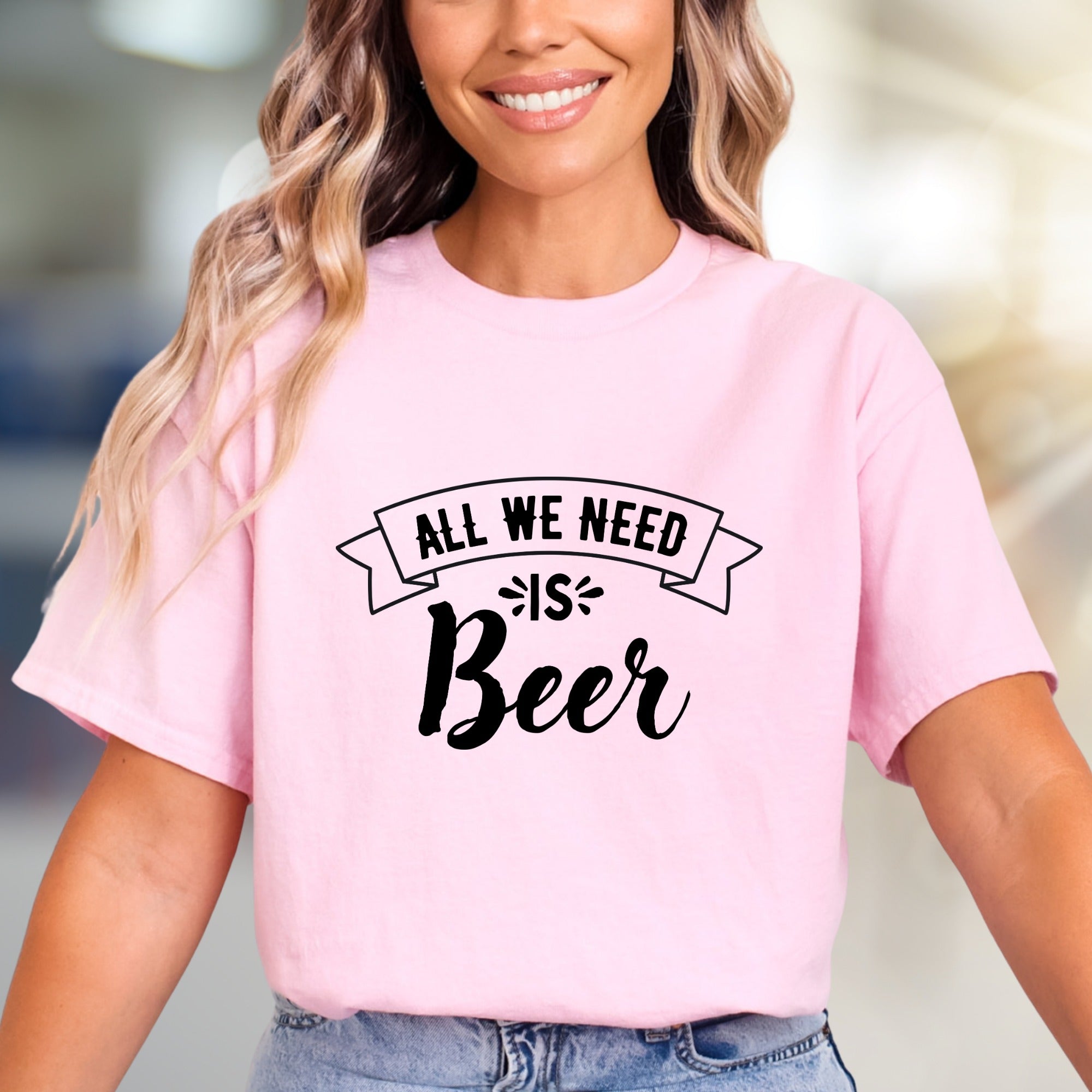 "All We Need Is Beer" Humorous Graphic Tee, a Casual Pick for Beer Lovers