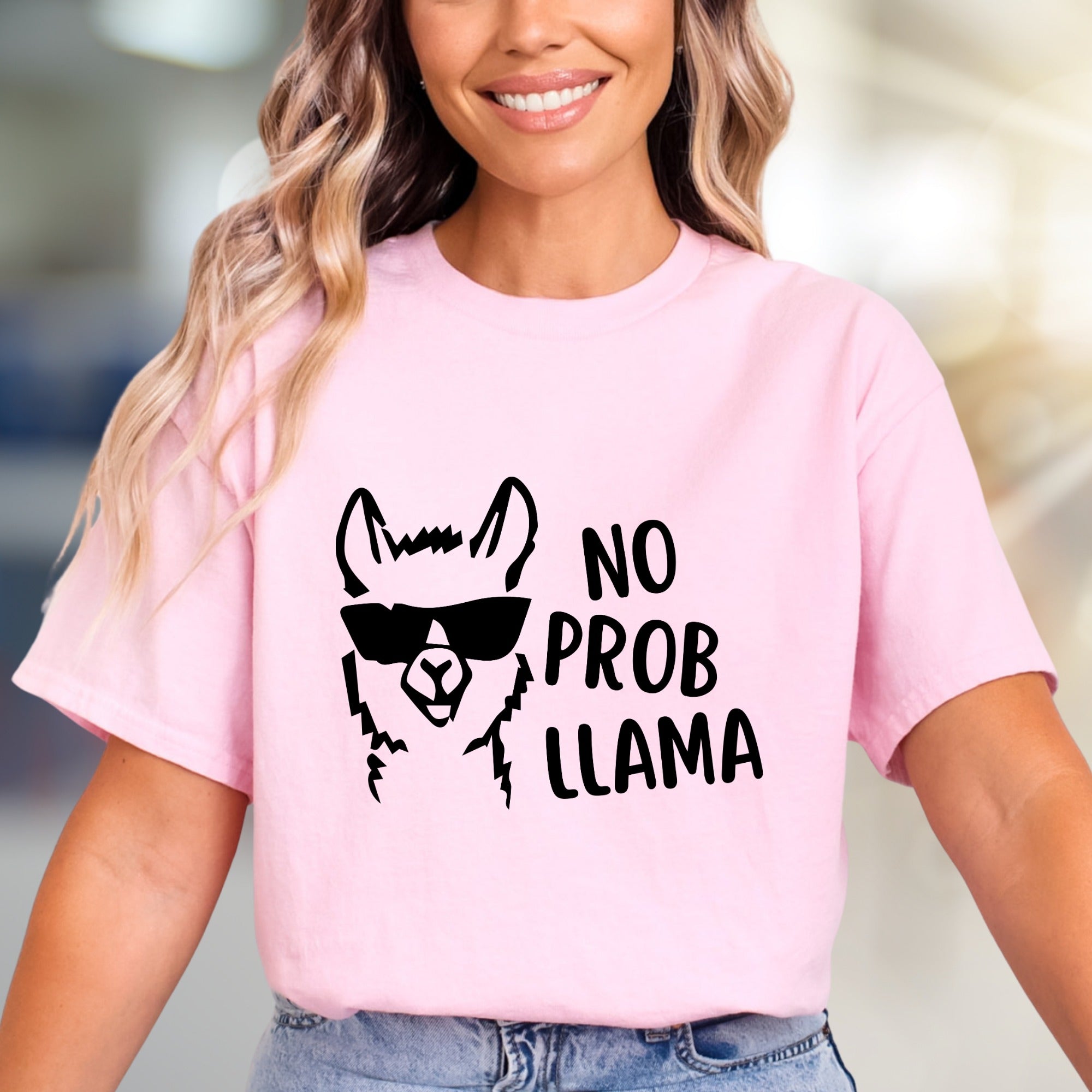 "NO PROB LLAMA" Cool Llama Graphic Tee, a Funny Animal Lover's Pick for Everyone