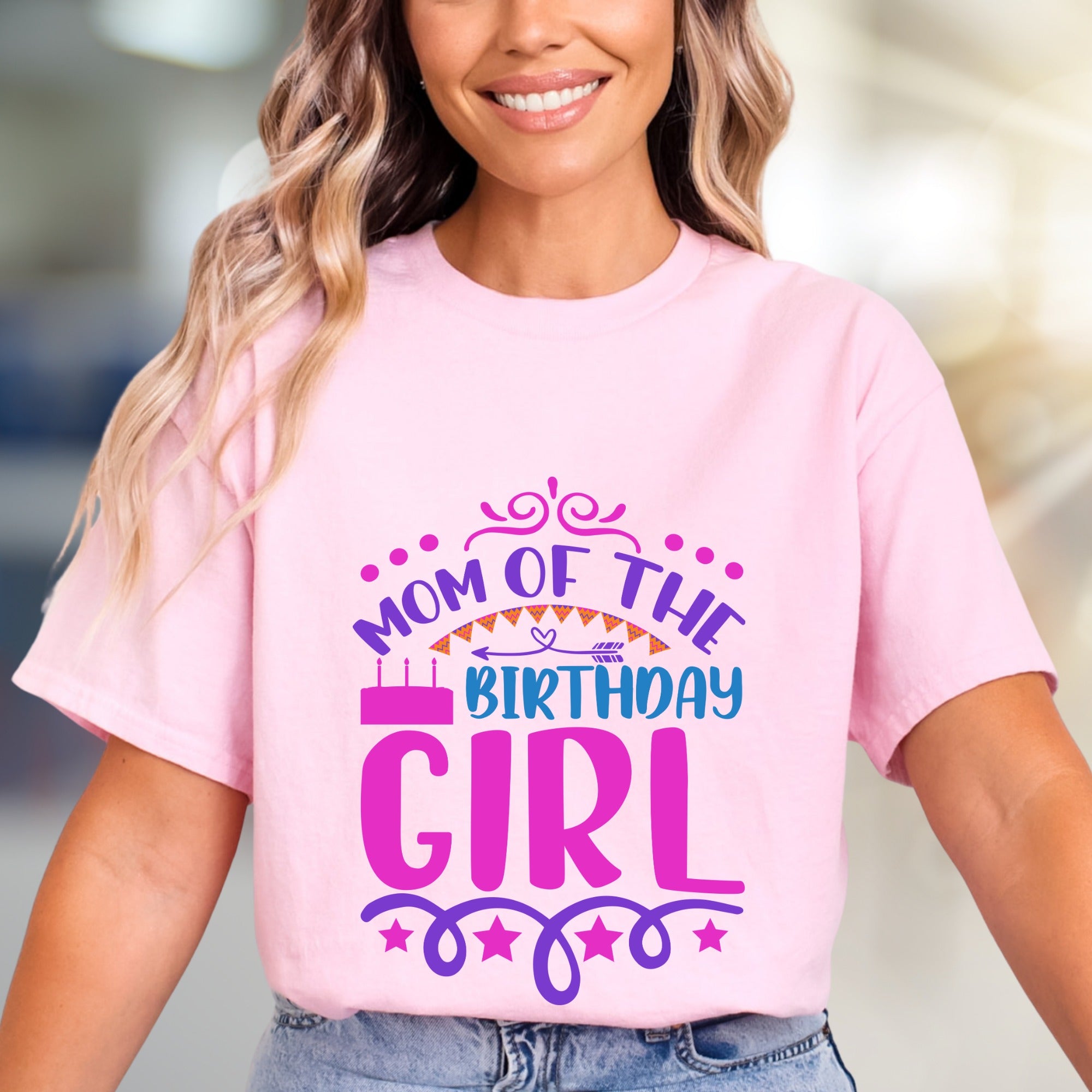 "Mom of The Birthday Girl" Fun Celebration Graphic Tee, a Festive Parent Pick for Her