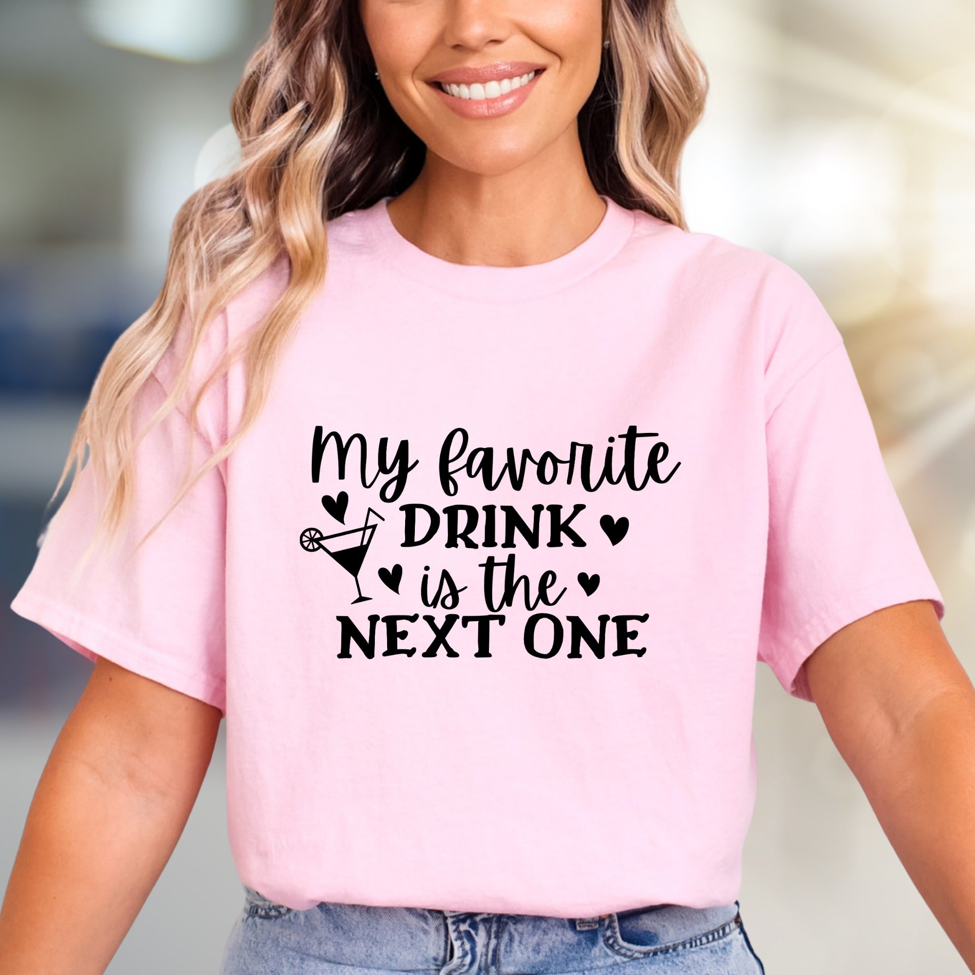 "My Favorite Drink is the Next One" Cocktail Graphic Tee, A Playful Barista Pick for Socialites