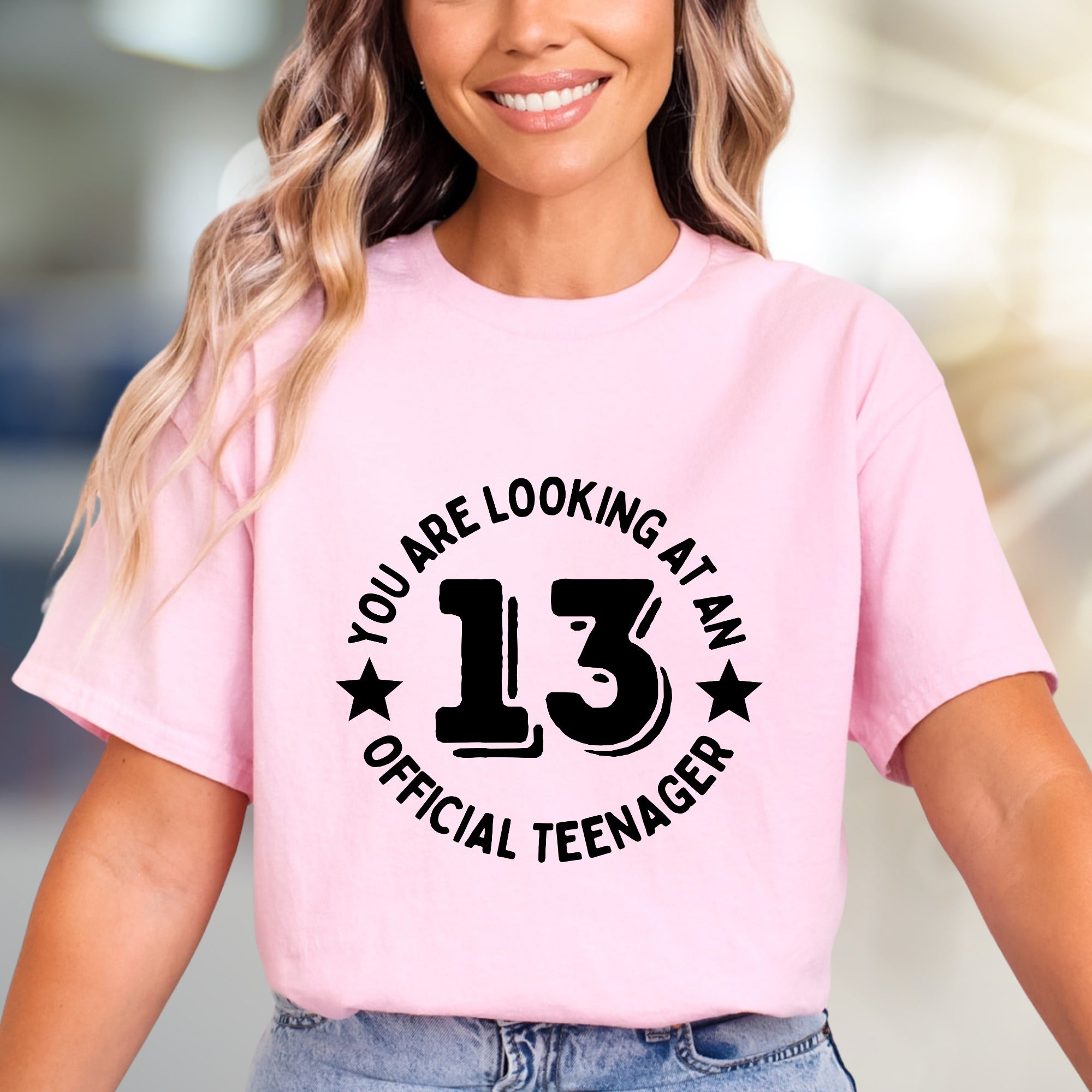"YOU ARE LOOKING AT AN OFFICIAL TEENAGER 13" Birthday Graphic Tee, A Milestone Pick for Celebrating Teens