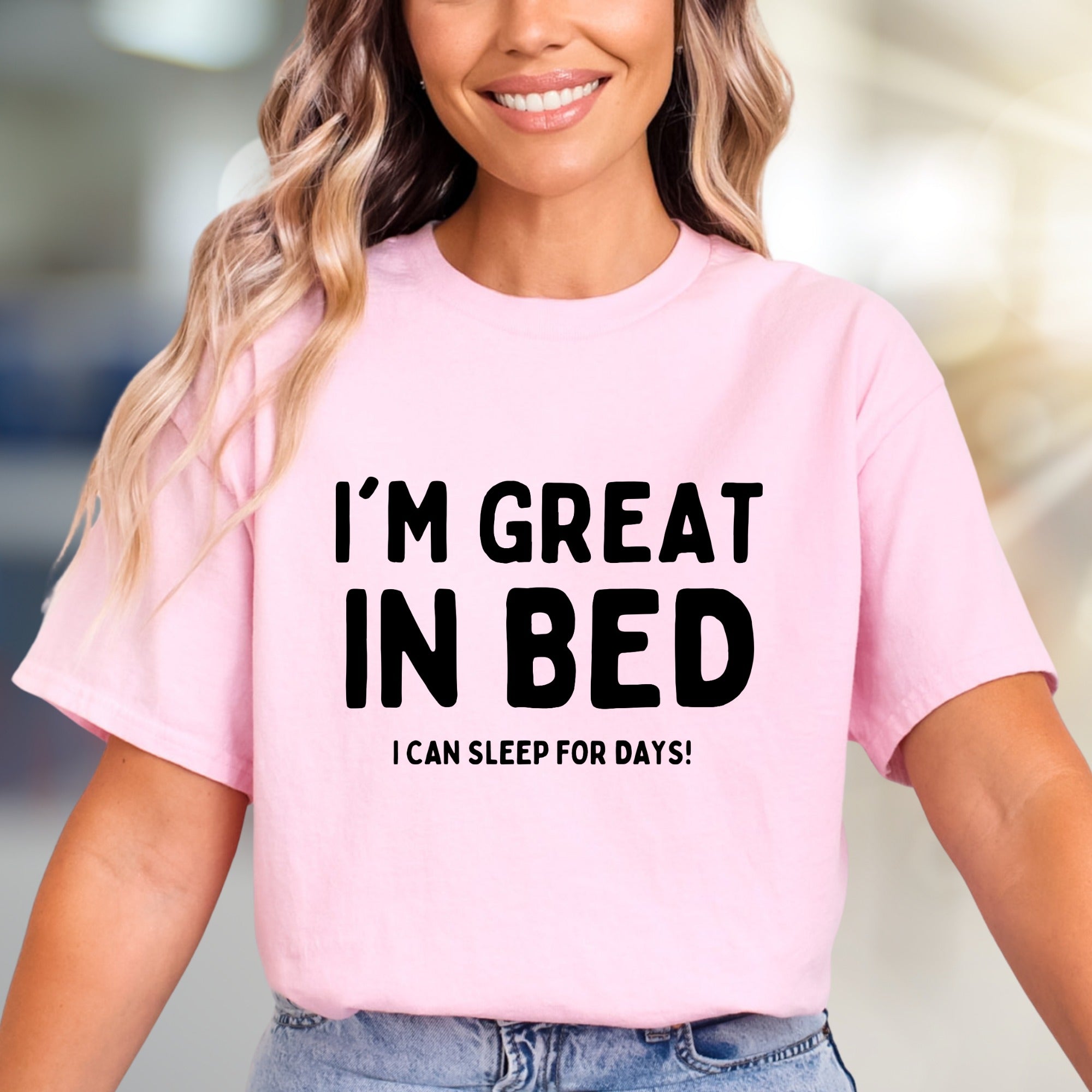 I'm Great In Bed Sleep Lover Graphic Tee, a Funny Casual Pick for Relaxed Souls