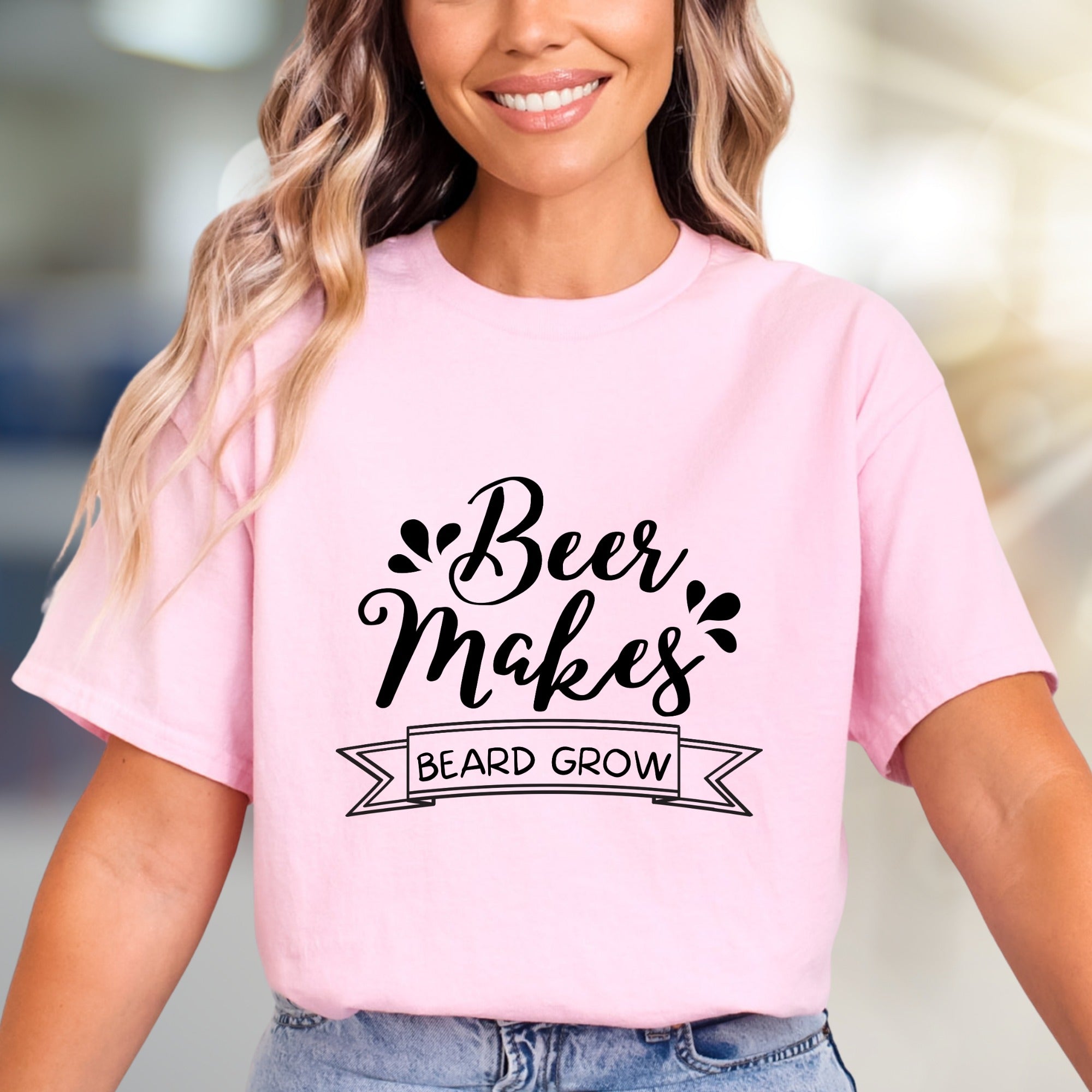 "Beer Makes Beard Grow" Funny Beer Graphic Tee, a Novelty Pick for Beer Lovers