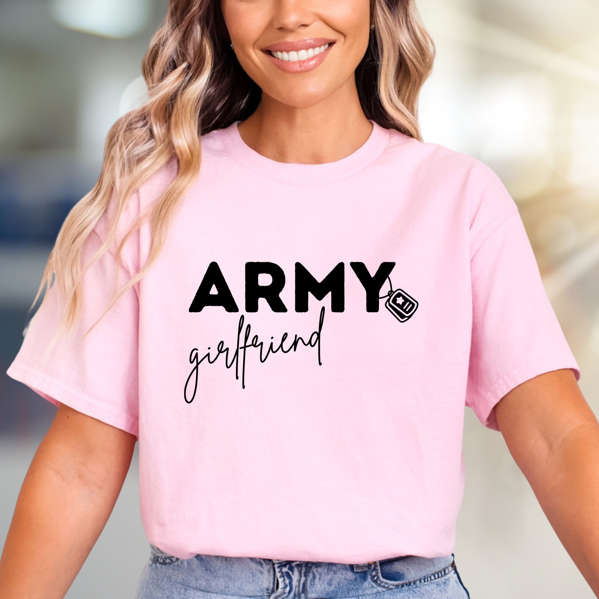 "ARMY girlfriend" Military Love Graphic Tee, a Supportive Style for Partners