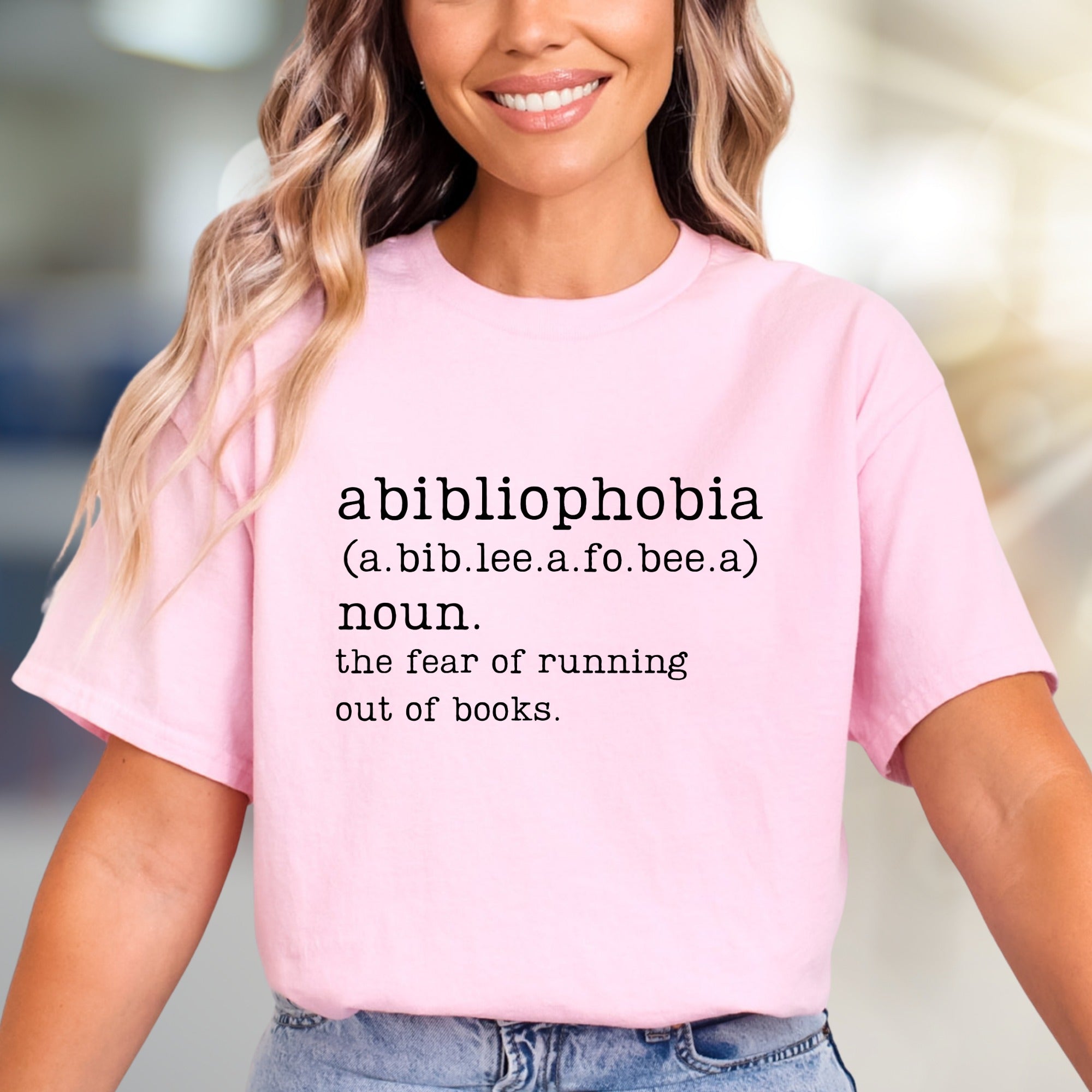 "Abibliophobia" Definition Graphic Tee, A Book Lover's Statement