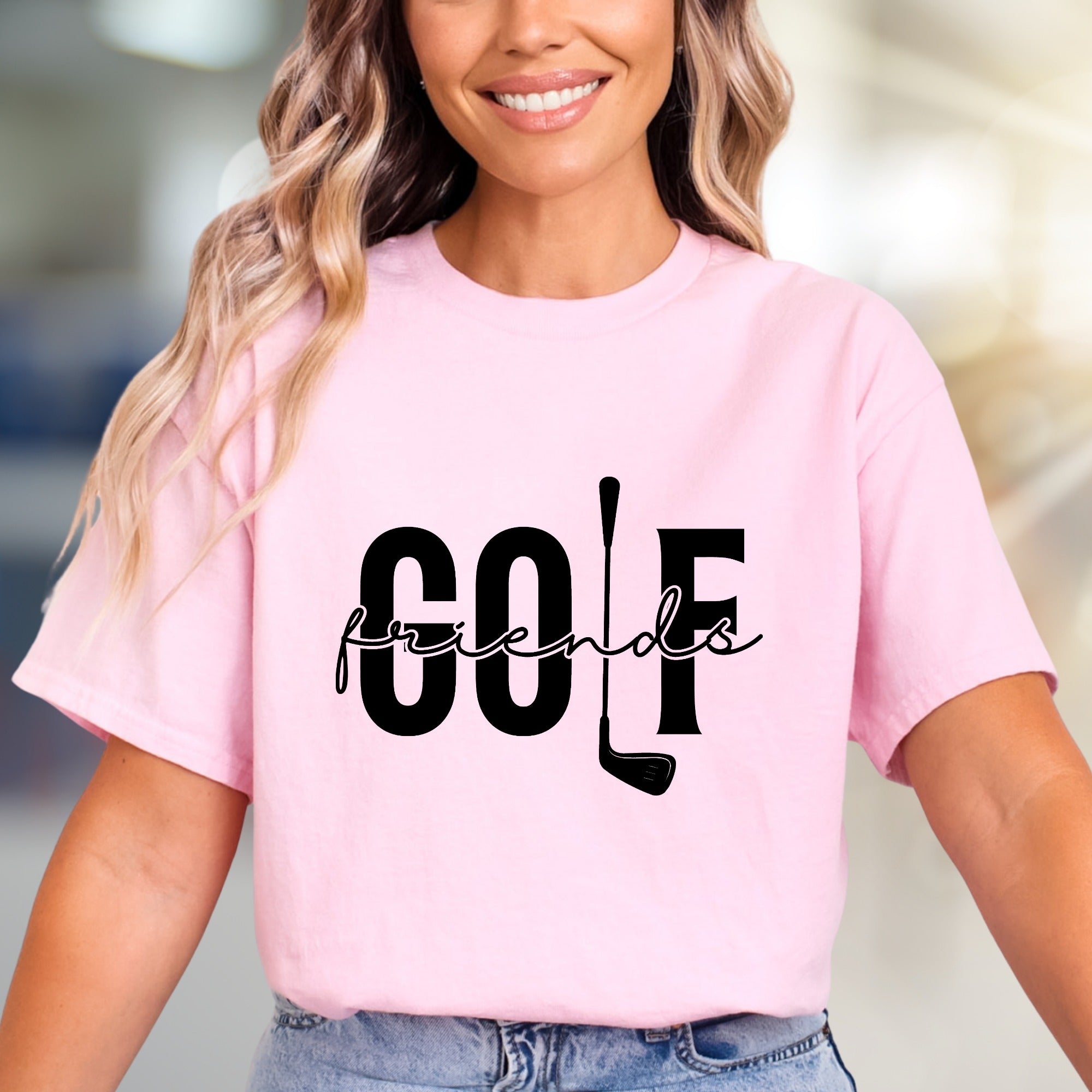 "GOLF friends" Collegiate Graphic Tee, a Sporty Pick for Golf Enthusiasts