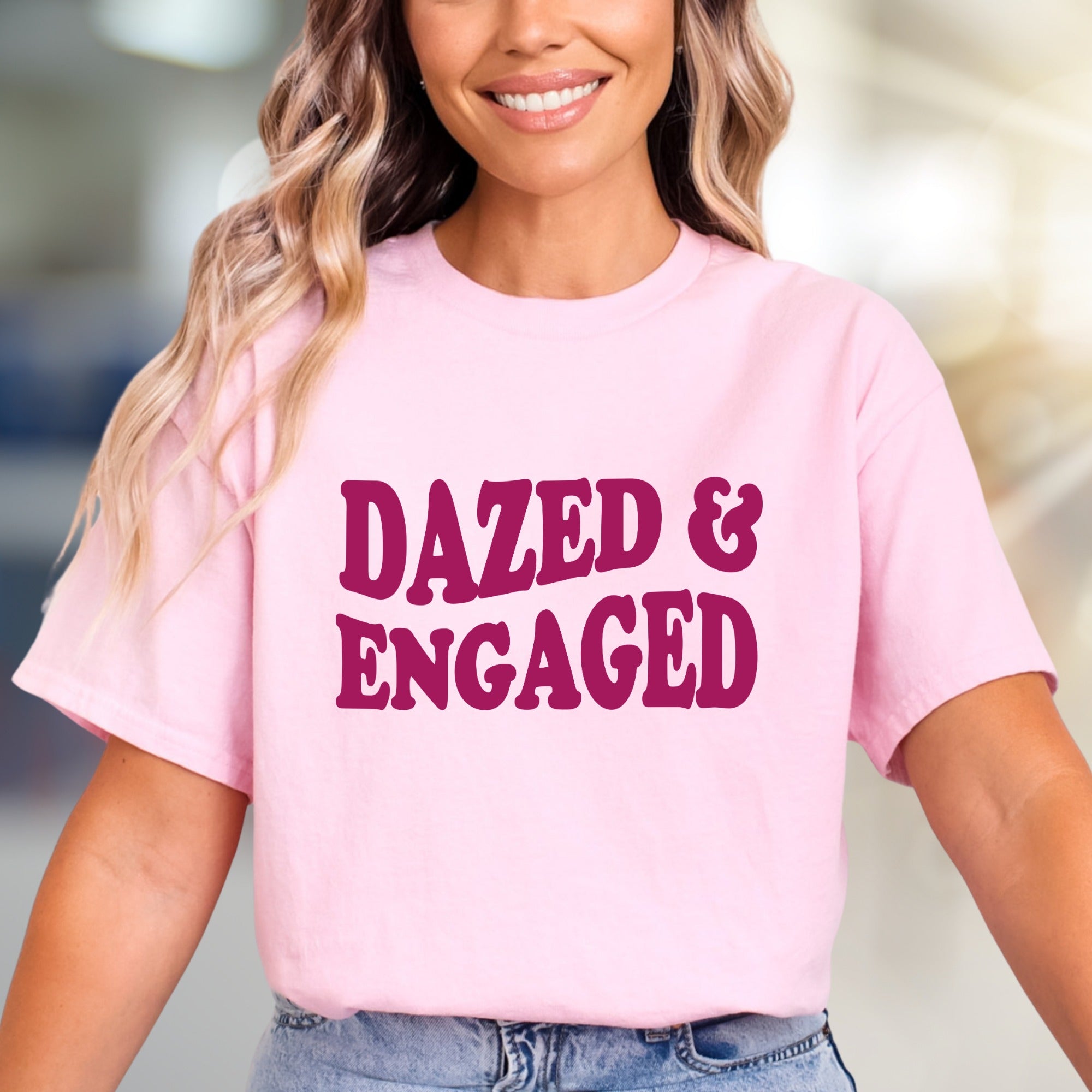 "Dazed & Engaged" Funky Engagement Graphic Tee, a Quirky Bride-to-Be Pick