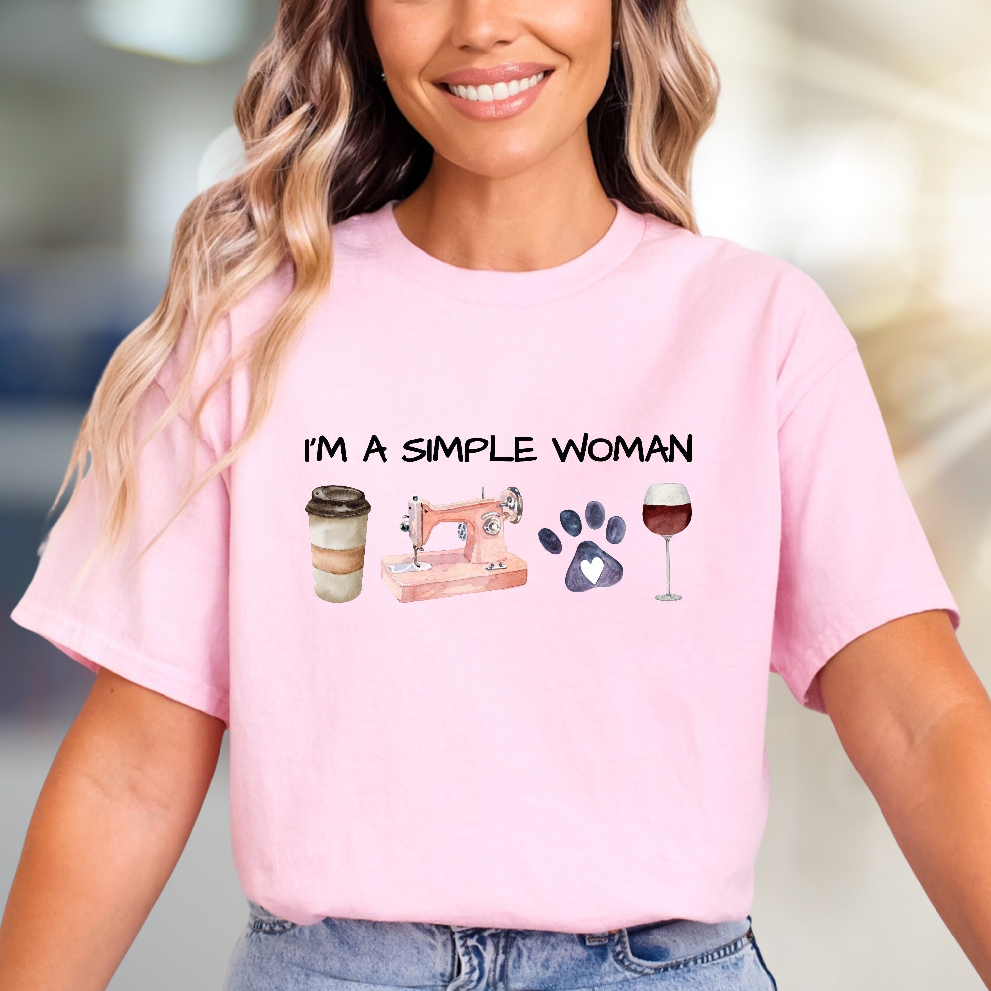 "I'm a Simple Woman" Lifestyle Graphic Tee, a Unique Pick for Her