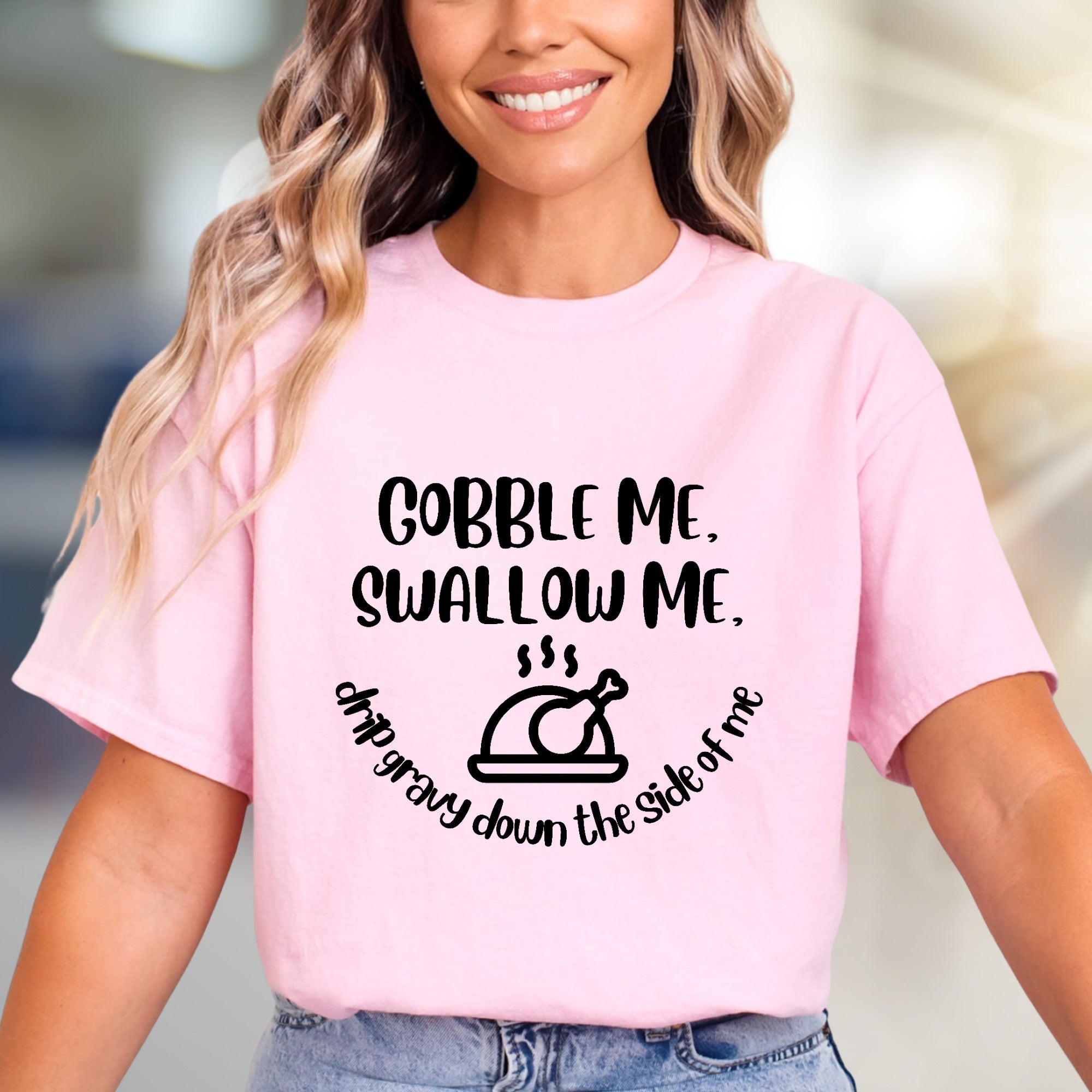 "Gobble Me, Swallow Me" Thanksgiving Graphic Tee, a Festive Humor Pick for Holiday Lovers