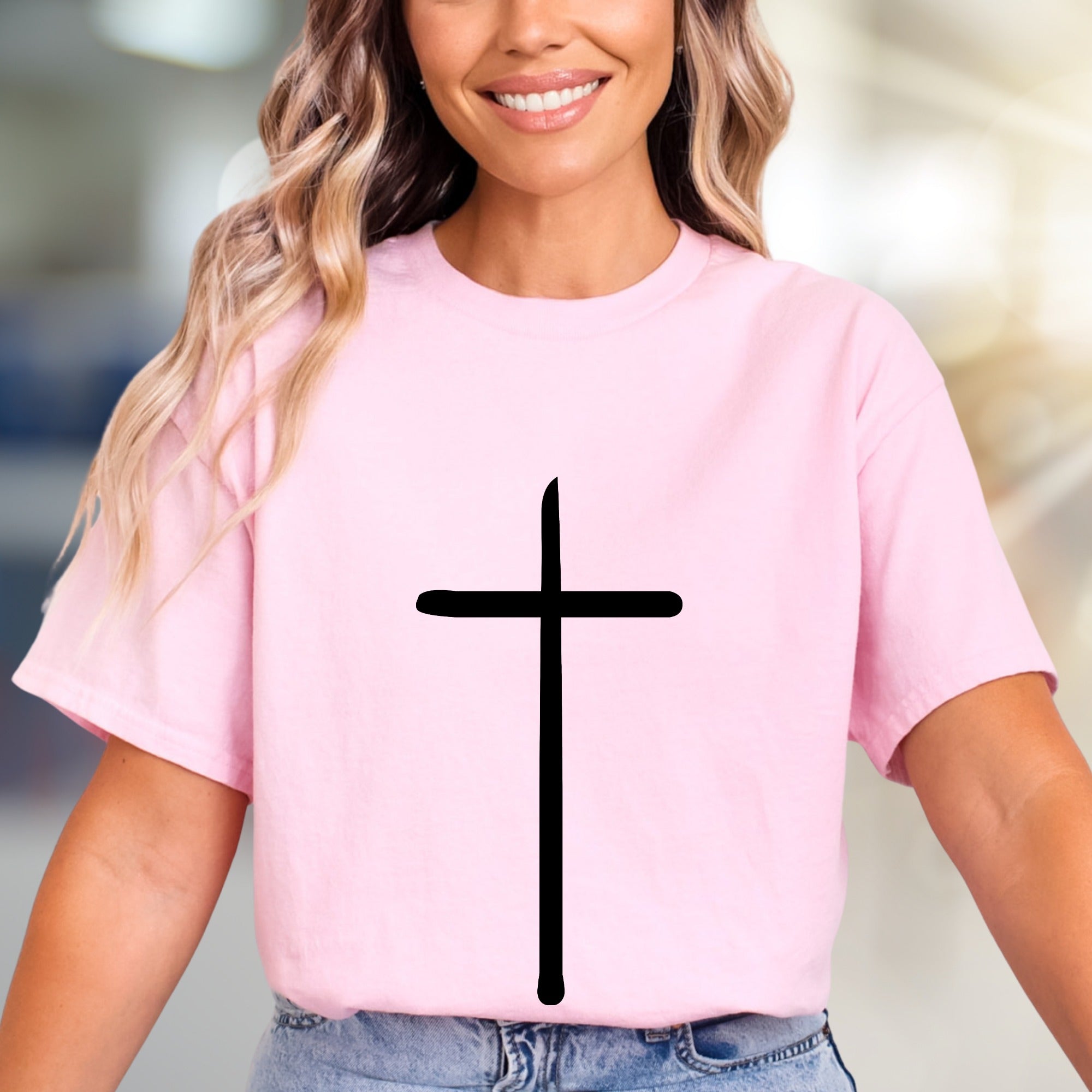 Minimalist Cross Graphic Tee, A Spiritual Statement for Faith Enthusiasts