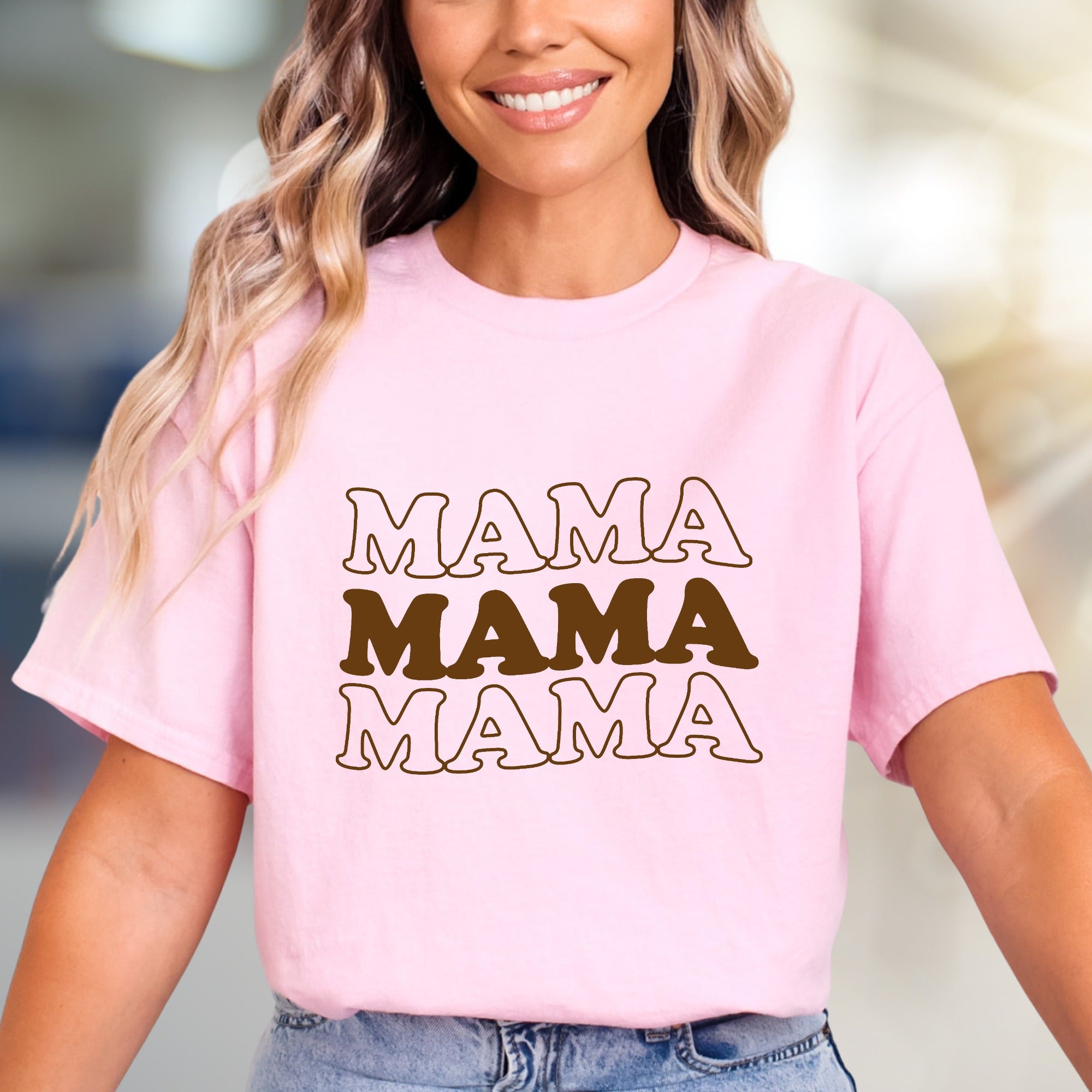 "MAMA MAMA MAMA" Comfort Waves Graphic Tee, a Motherhood Style Pick for Everyday Wear