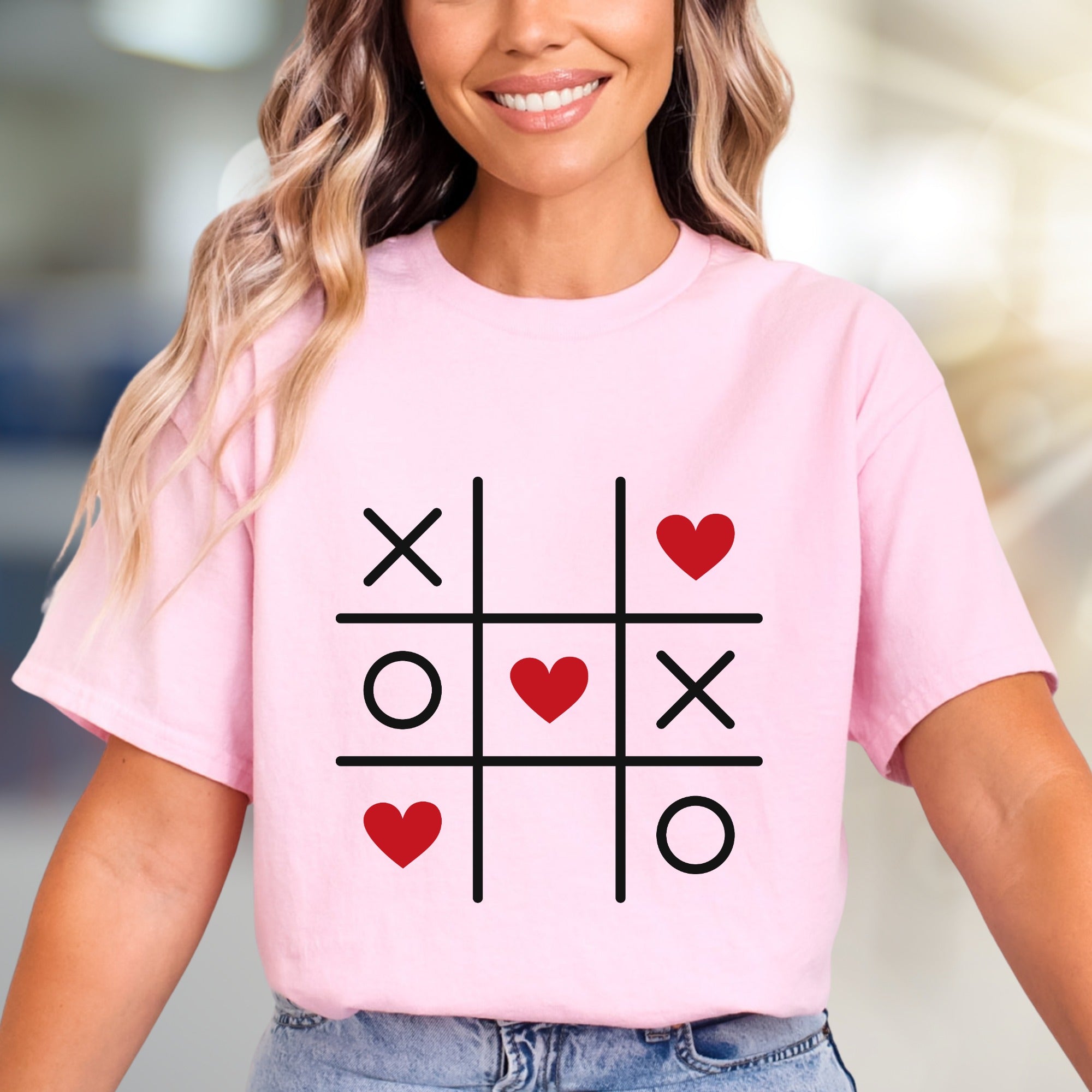 Tic Tac Toe Hearts Game Graphic Tee, A Playful Pick for Romantics