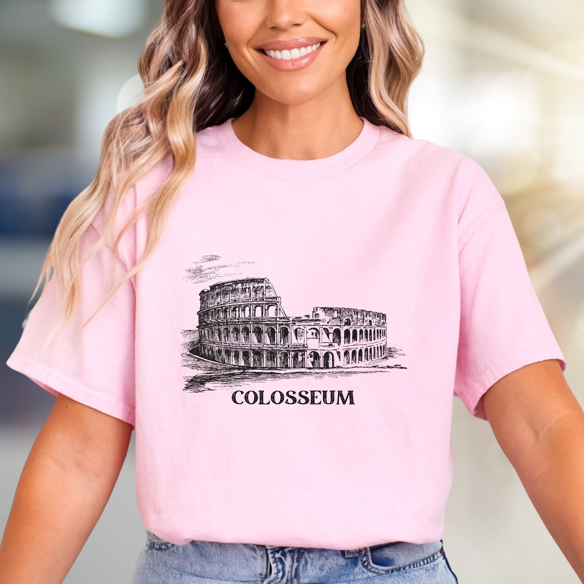 "COLOSSEUM" Roman Landmark Graphic Tee, a Travel Souvenir Pick for History Buffs