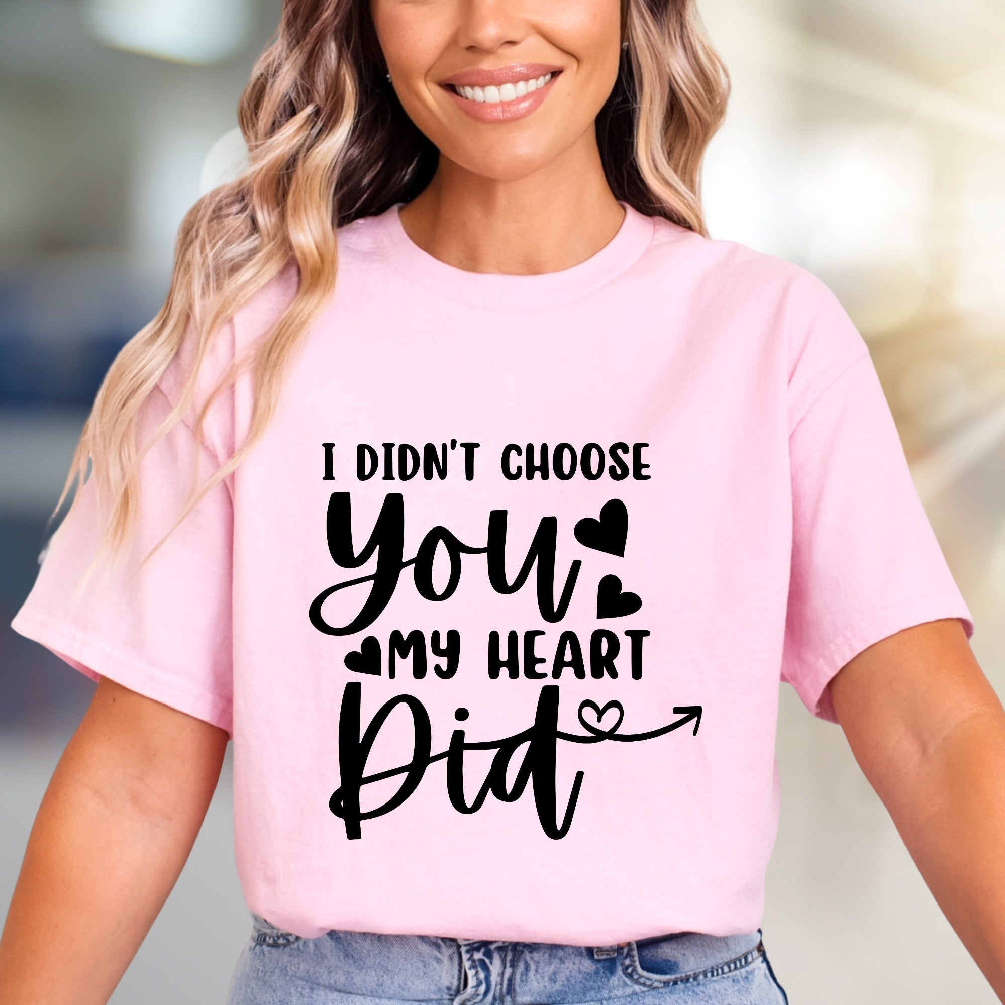 "I Didn't Choose You My Heart Did" Romantic Love Graphic Tee, a Sweetheart Pick for Couples