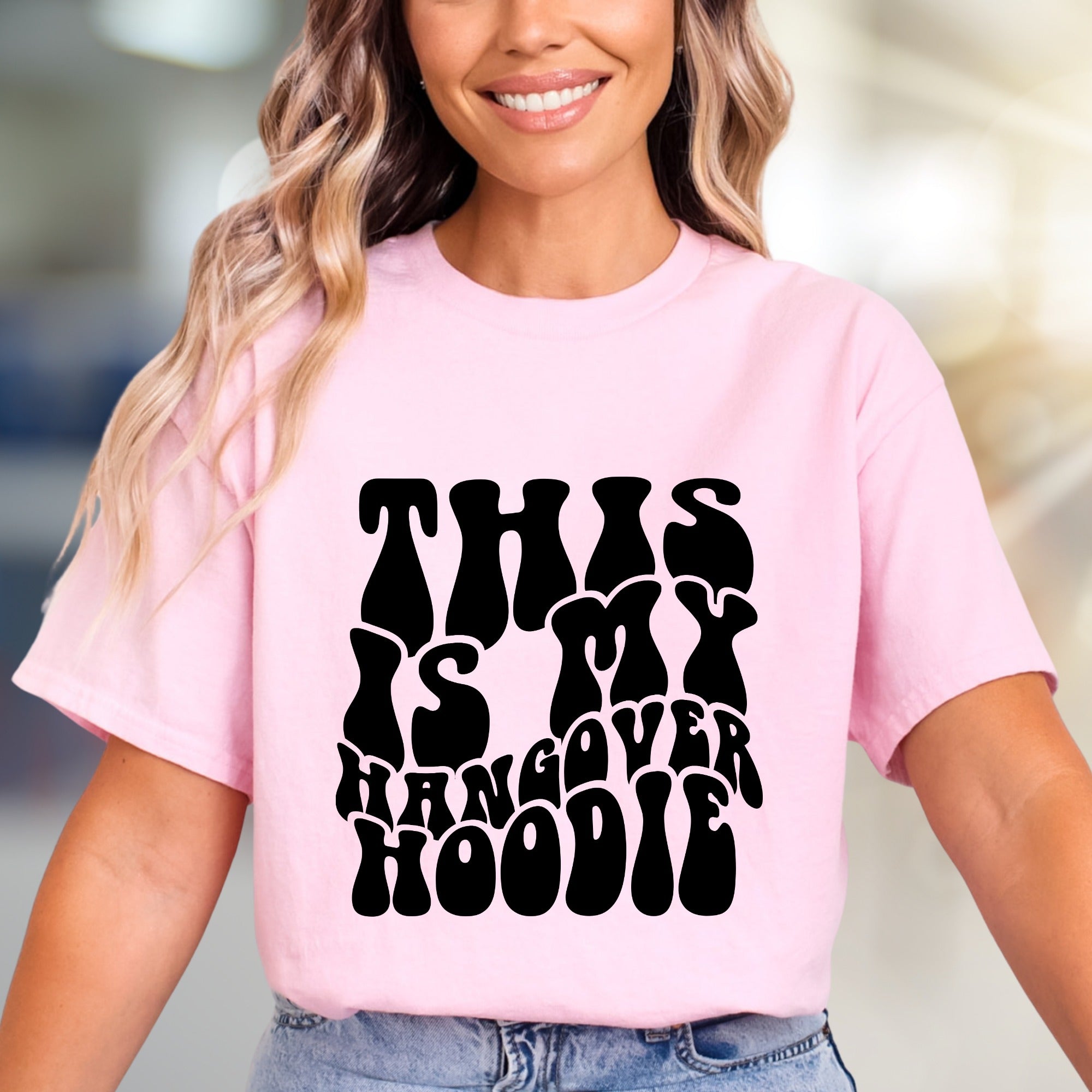 "THIS IS MY HANGOVER HOODIE" Retro Graphic Tee, a Wavy Vibe for Relaxed Souls