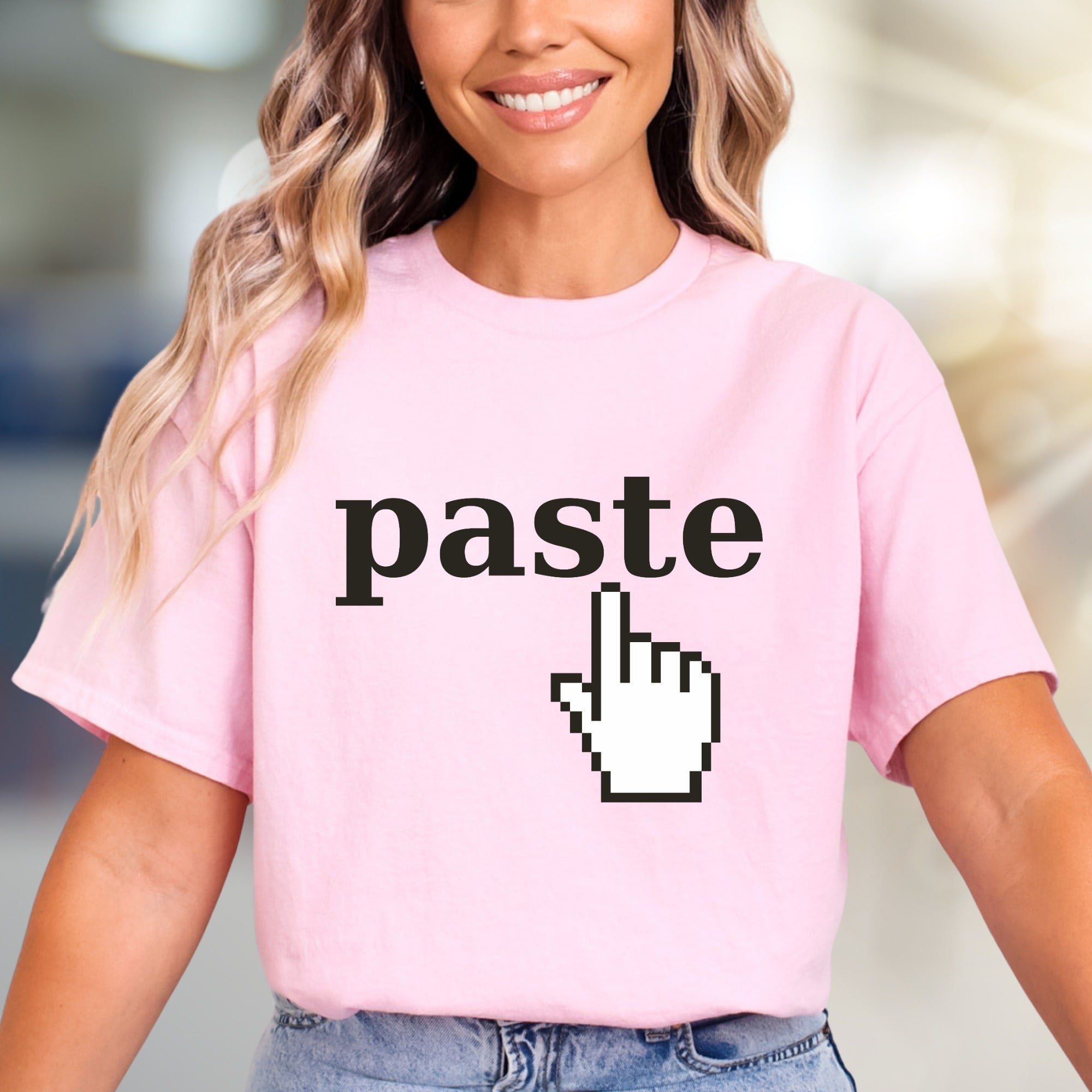 "Paste" Pixel Click Graphic Tee, a Retro Tech Pick for Innovators