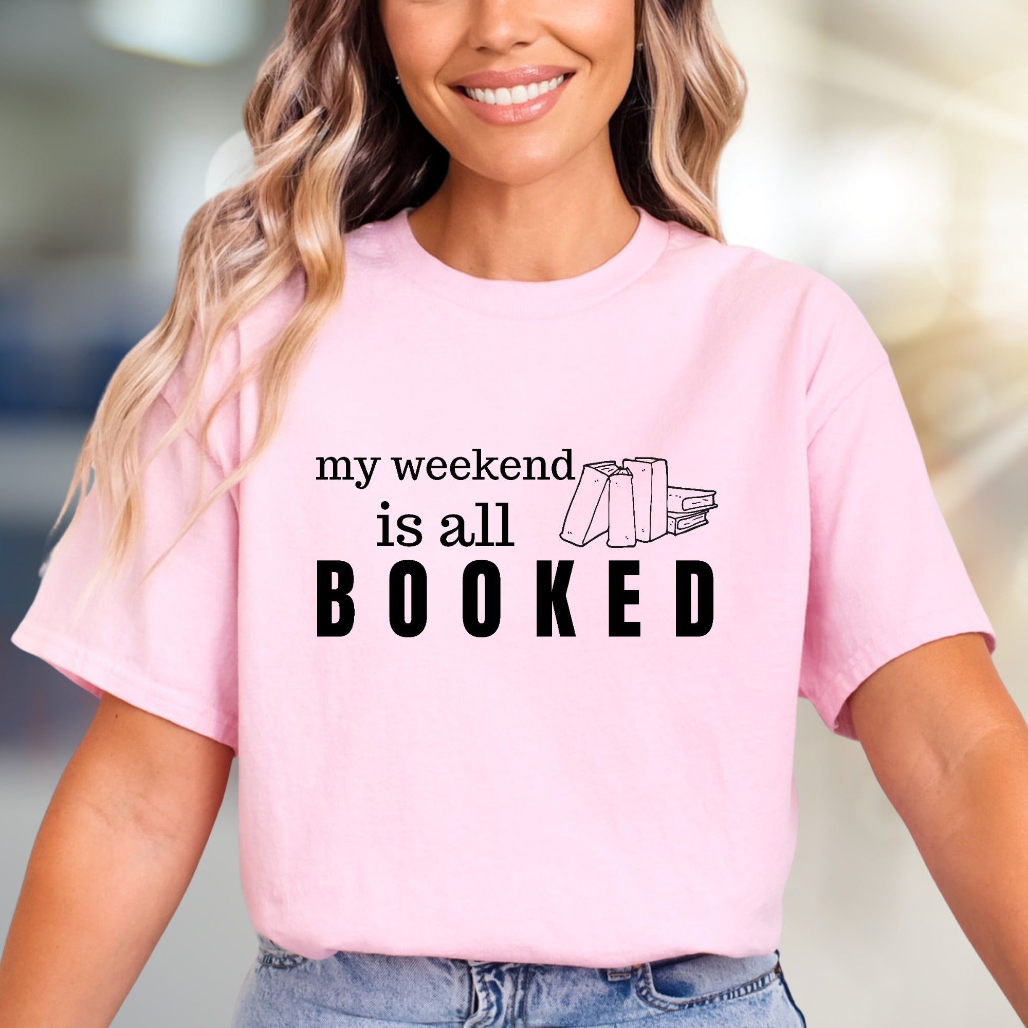 "My Weekend Is All Booked" Bookworm Graphic Tee, A Cozy Read For Literary Souls