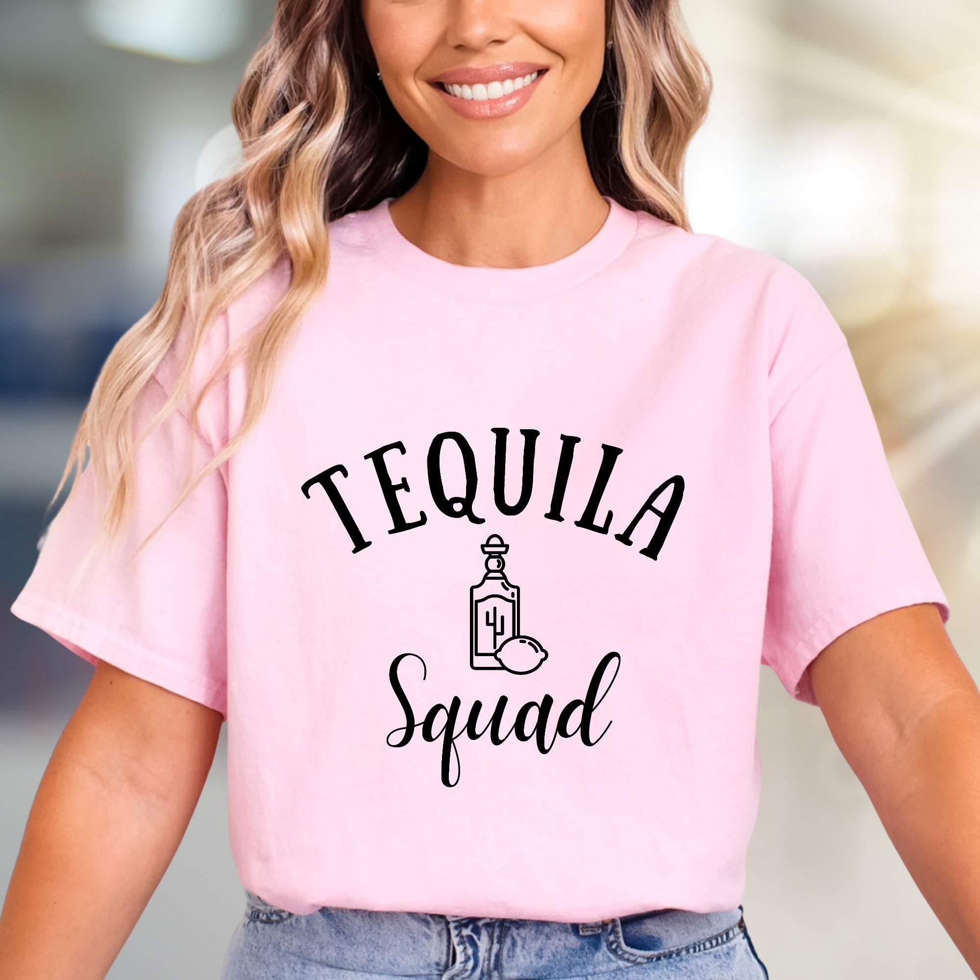 "Tequila Squad" Fun Enthusiast Graphic Tee, A Party-Ready Pick for Social Souls