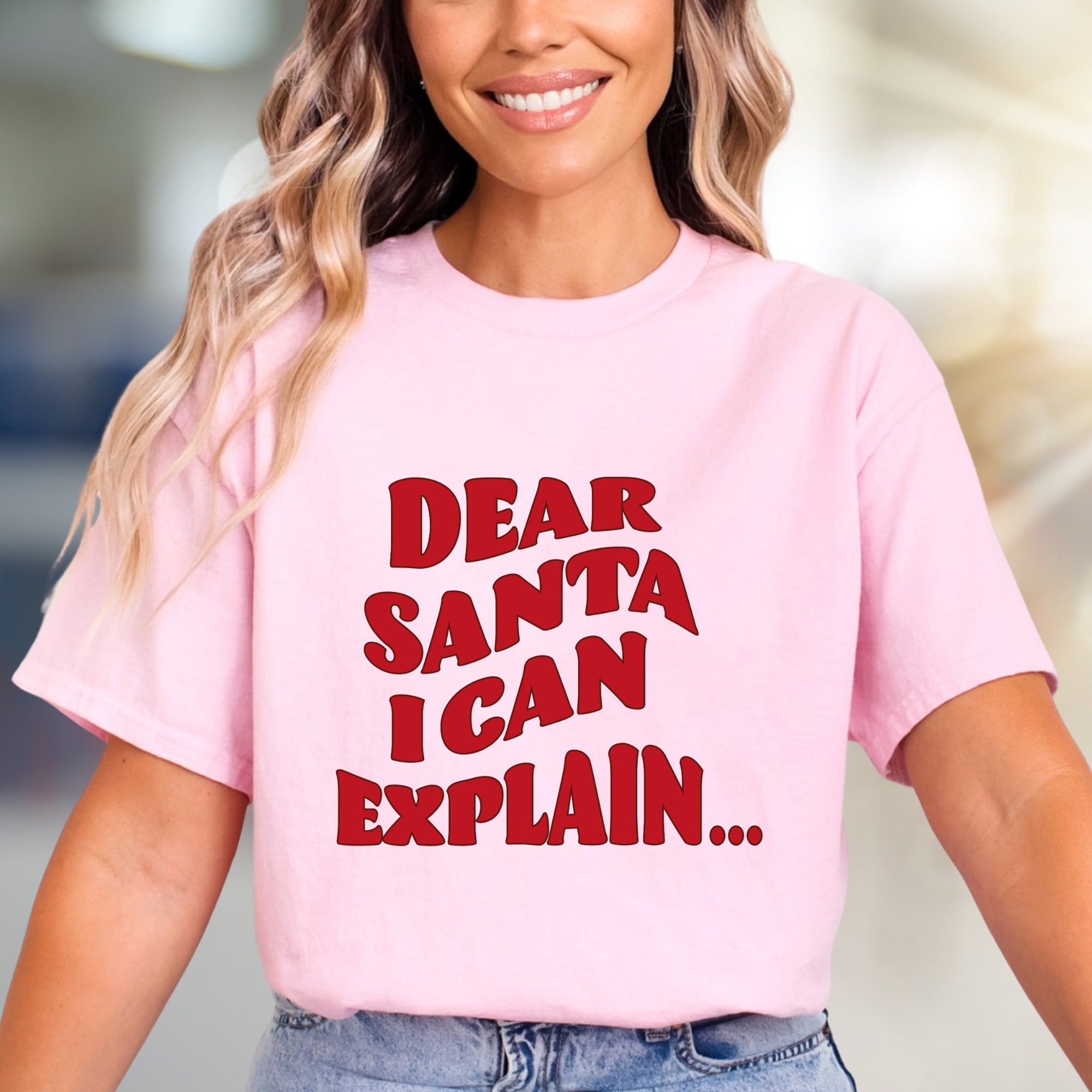 "Dear Santa I Can Explain..." Humorous Christmas Graphic Tee, a Festive Pick for Holiday Lovers