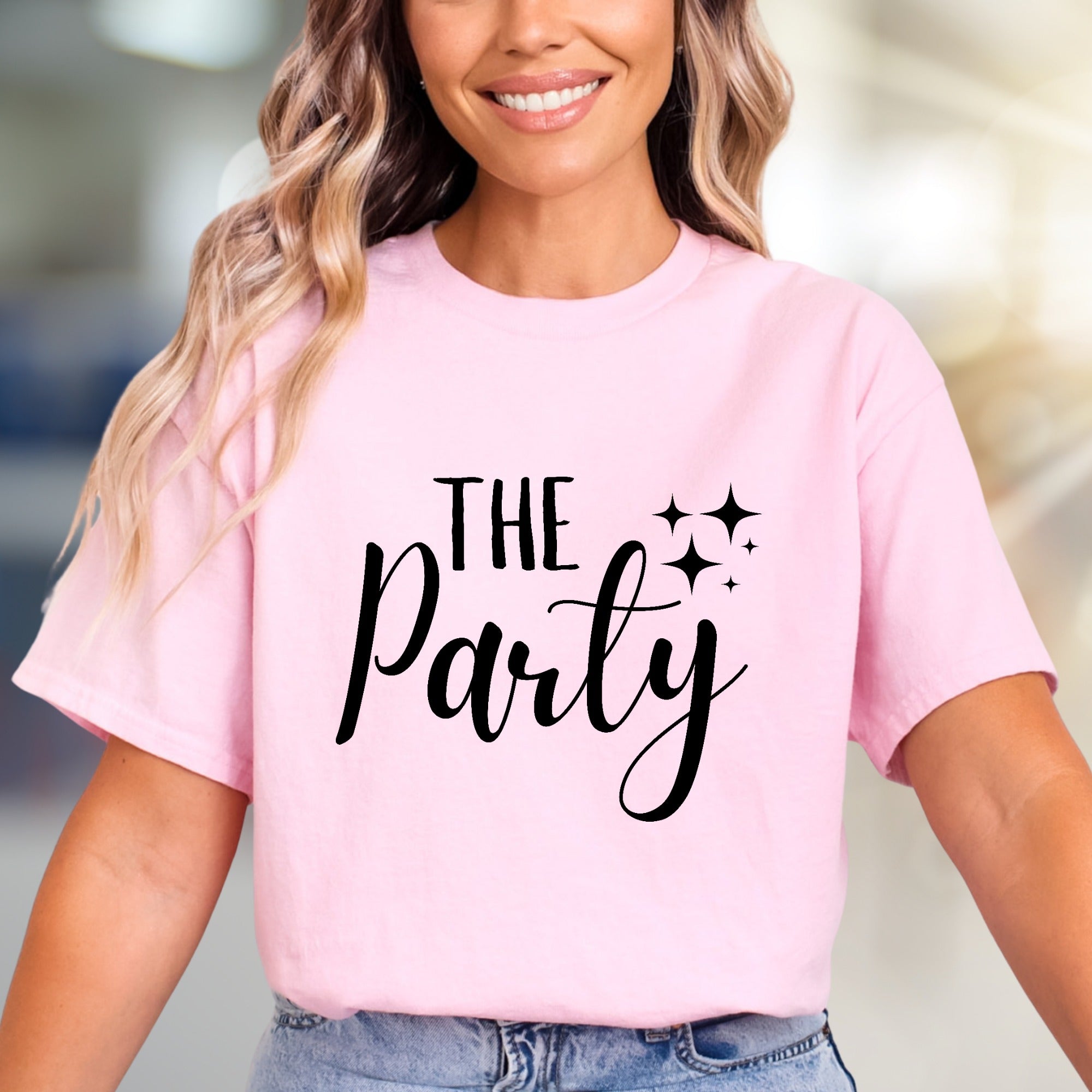 "THE Party" Sparkle Graphic Tee, a Celebration Lifestyle Pick for Social Butterflies