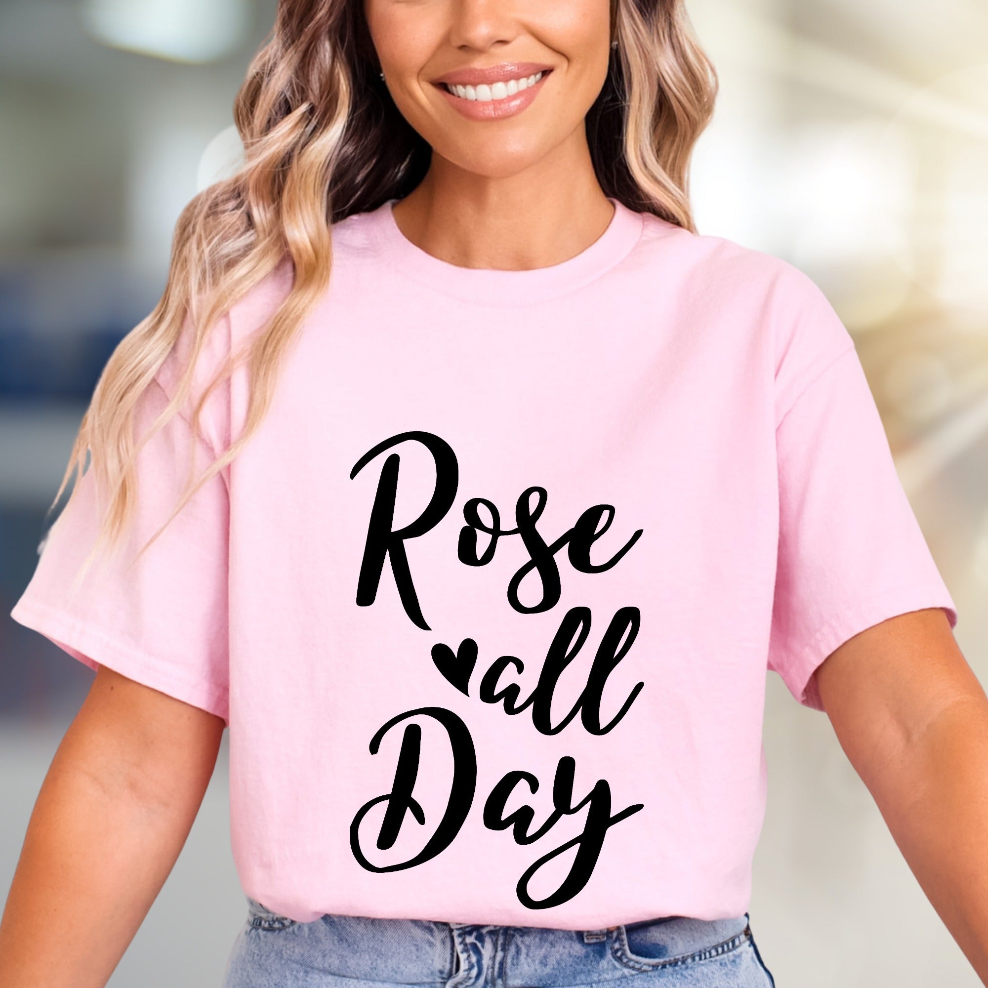 "Rose All Day" Wine Lover Graphic Tee, a Chic Lifestyle Pick for Enthusiasts