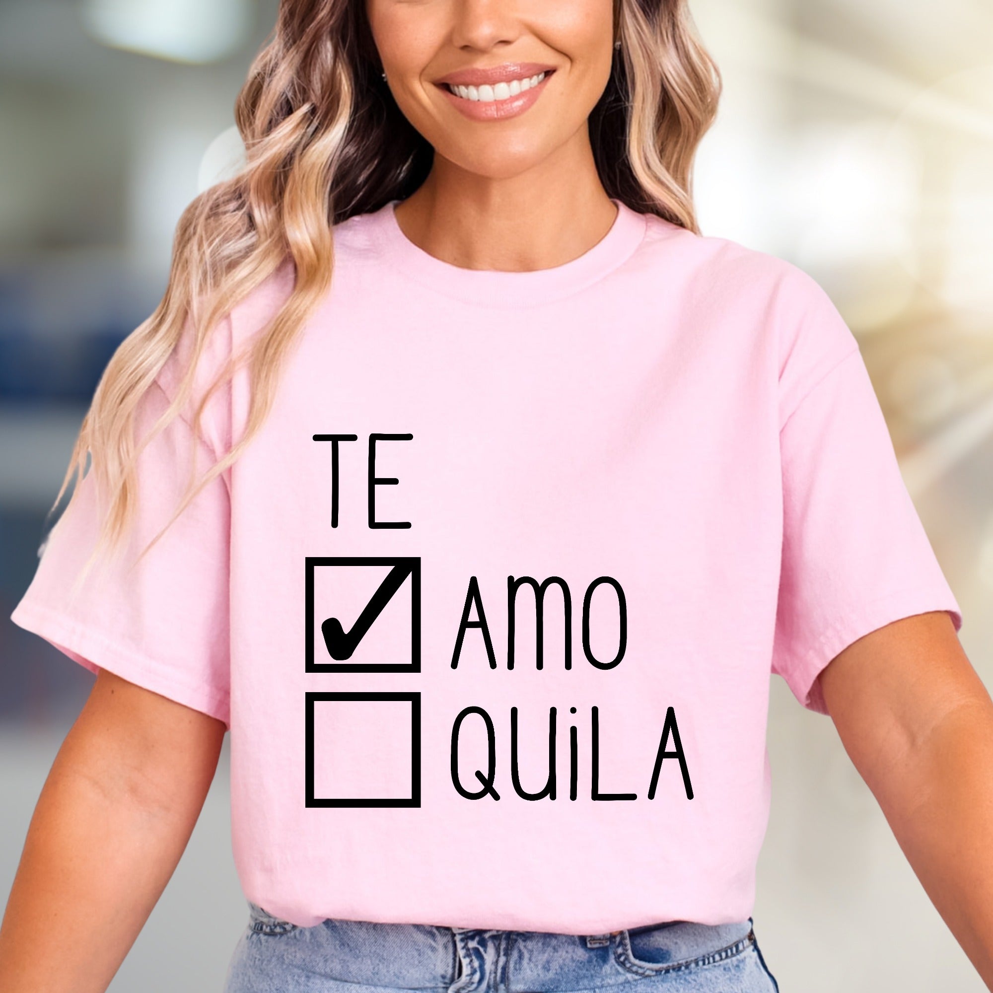 "Te Amo" vs "Tequila" Checkbox Graphic Tee, A Playful Choice for Fun-Lovers