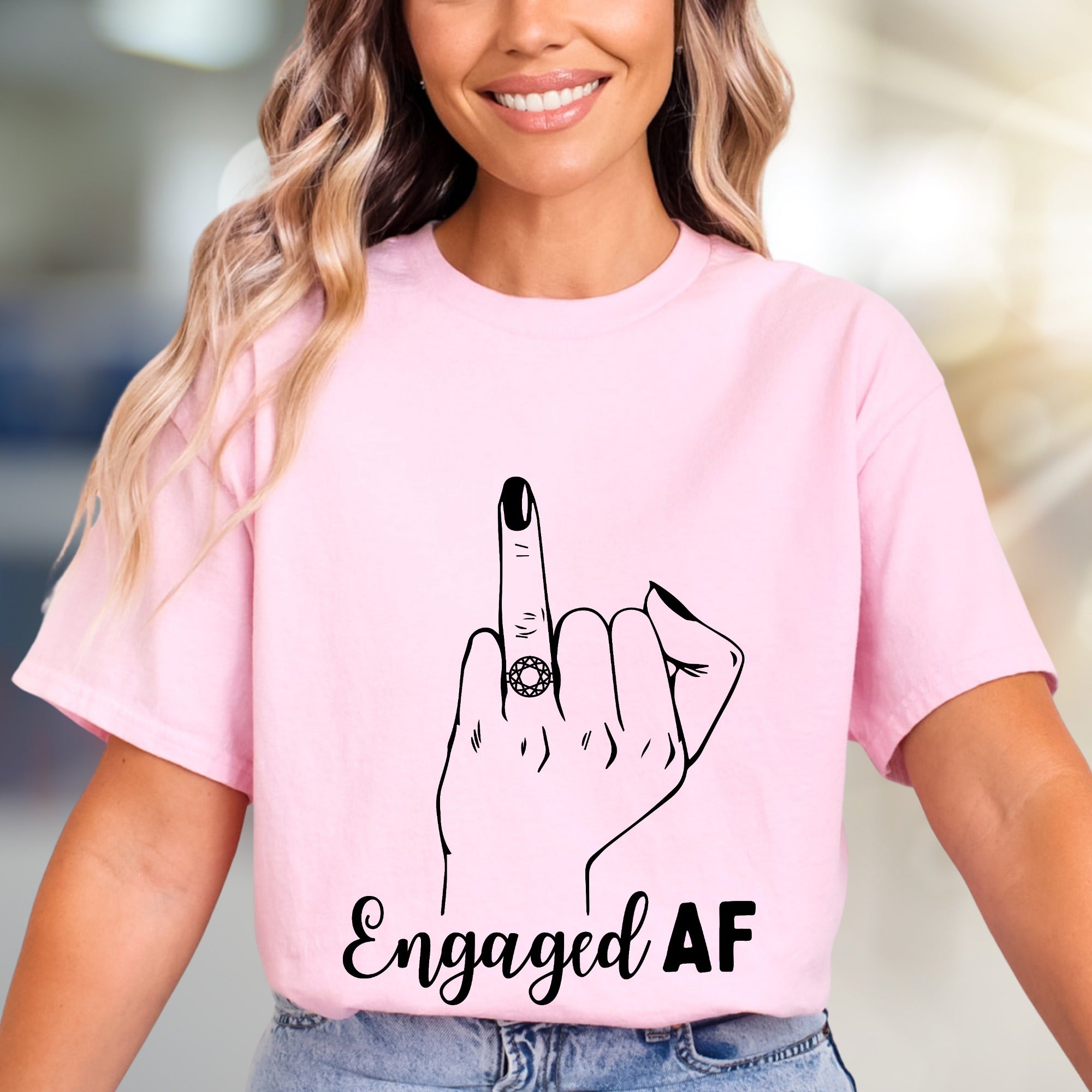 "Engaged AF" Funny Engagement Graphic Tee, a Celebration Pick for Brides-to-Be