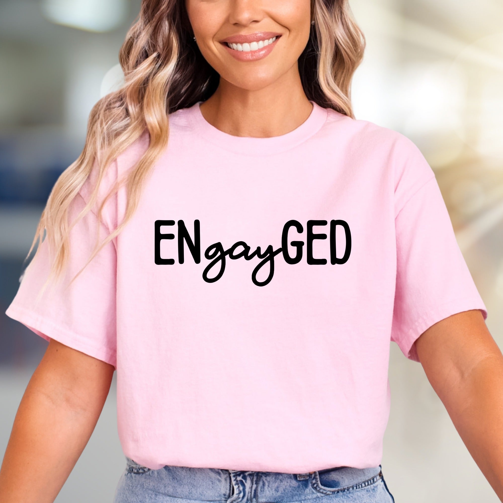 "ENgayGED" Engagement Celebration Graphic Tee, a Pride Pick for Couples