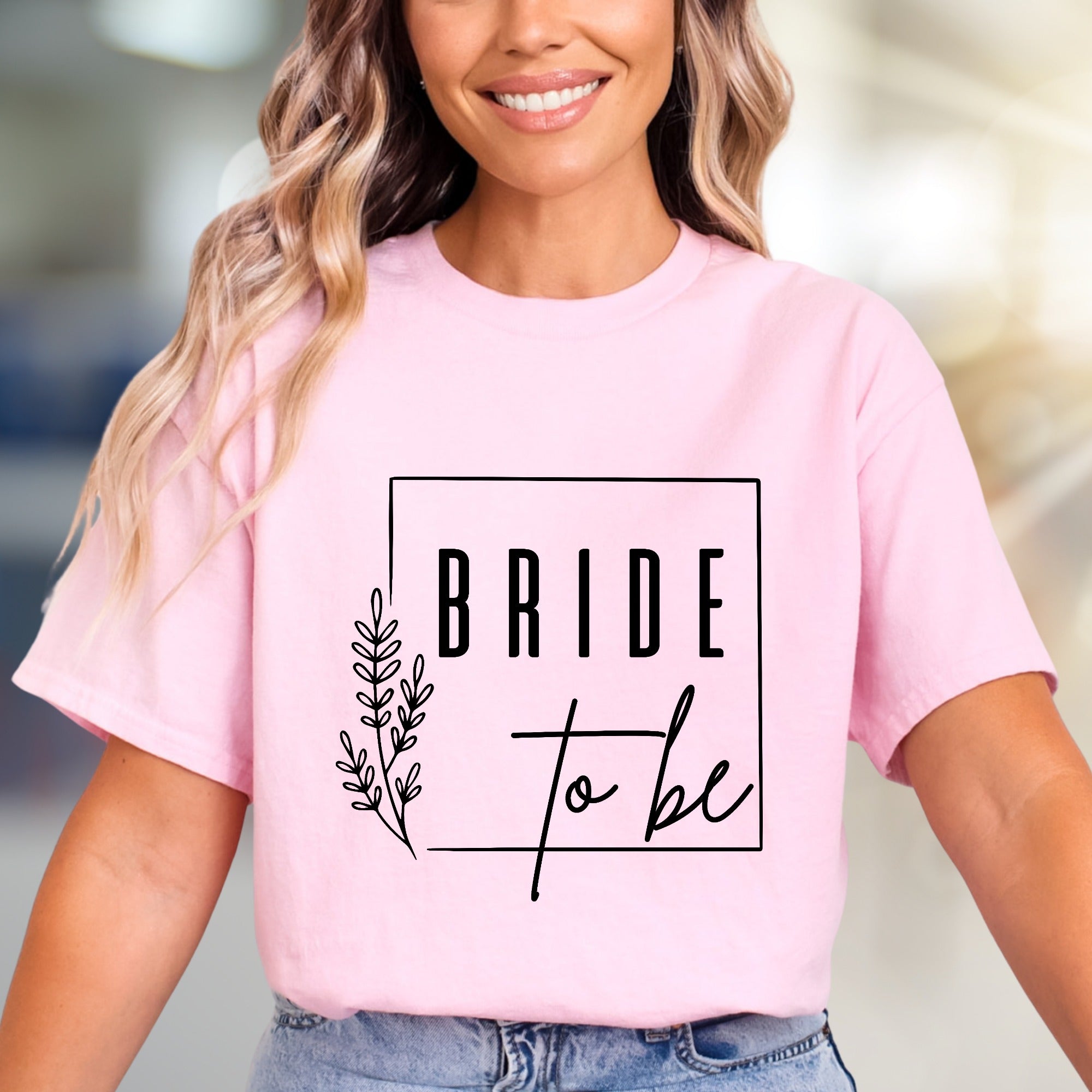 "BRIDE to be" Floral Frame Graphic Tee, a Bridal Party Pick for Engaged Women