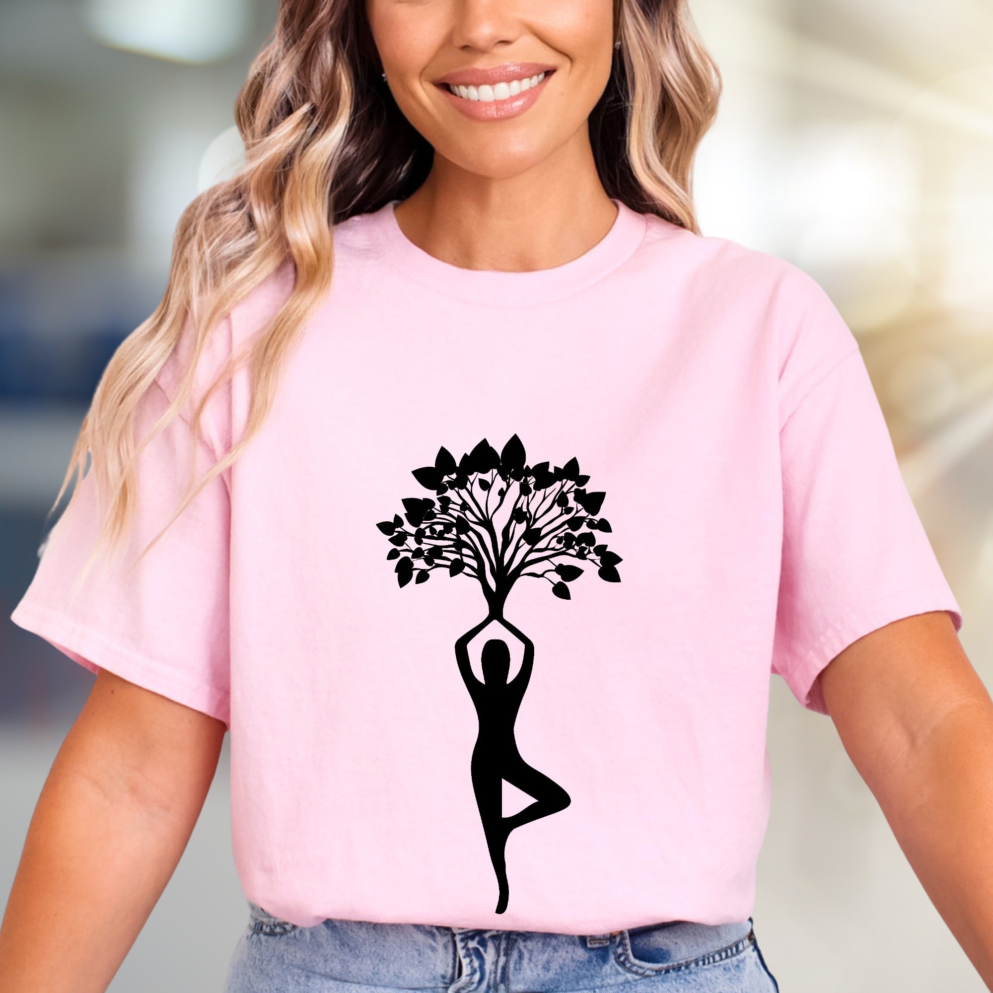 Zen Tree Pose Yoga Graphic Tee, A Spiritual Lifestyle Pick for Wellness Enthusiasts