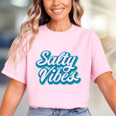 "Salty Vibes" Retro Summer Graphic Tee, a Beachy Pick for Free Spirits
