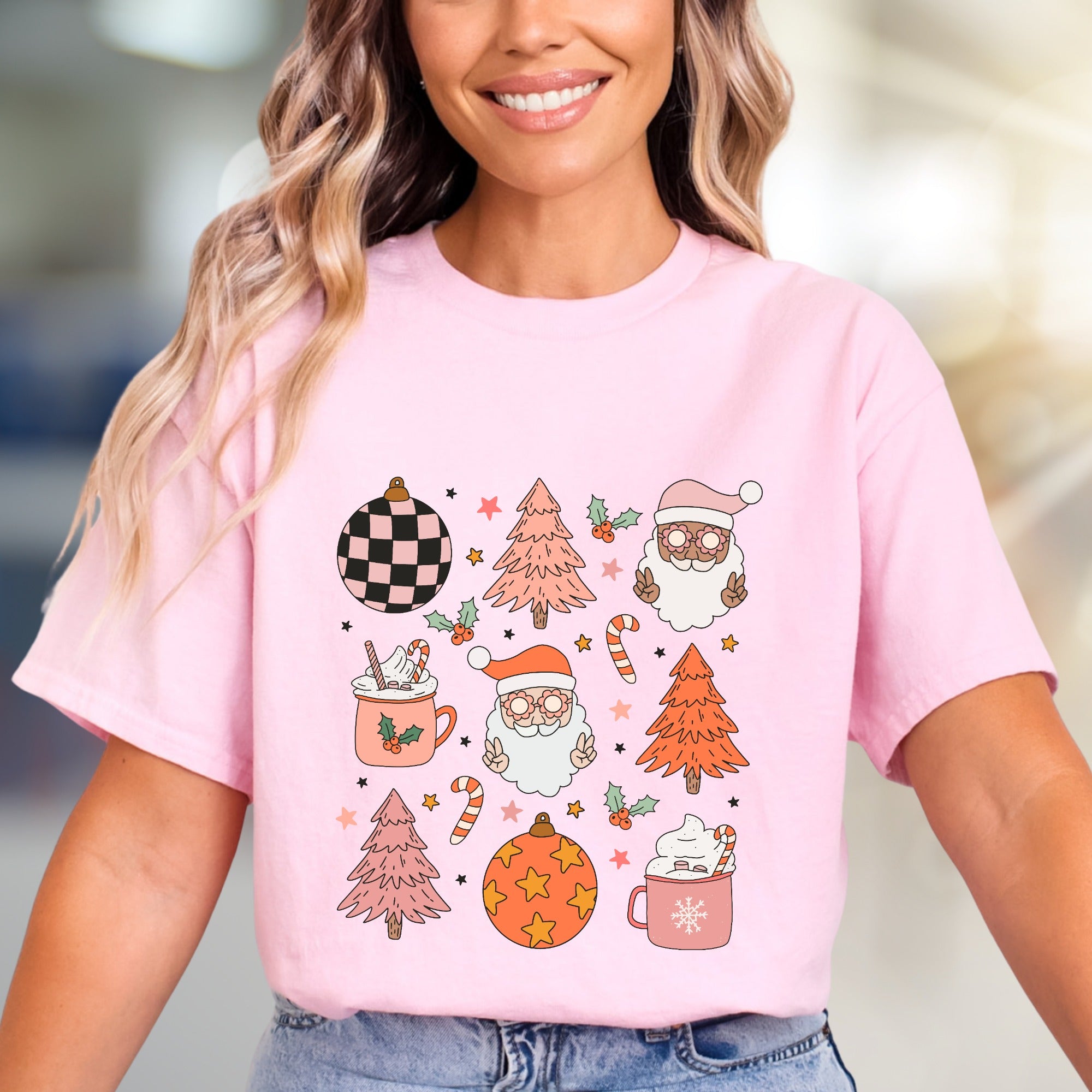 Retro Christmas Santa & Hot Cocoa Graphic Tee, A Cozy Holiday Pick for Everyone